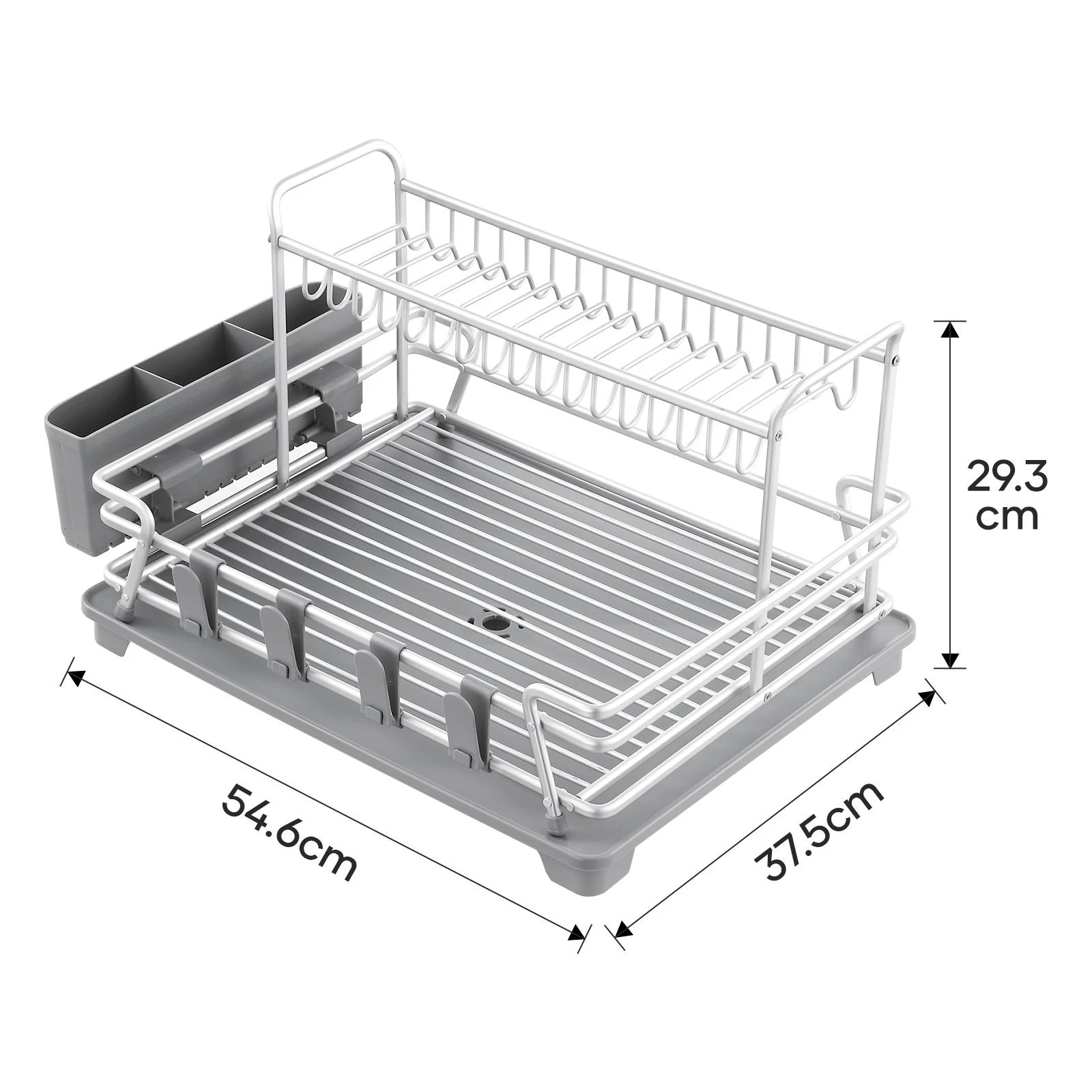 3 Ausway 2 Tier Kitchen Dish Drainer Rack with Drain Tray Countertop Organiser, 3 of 7