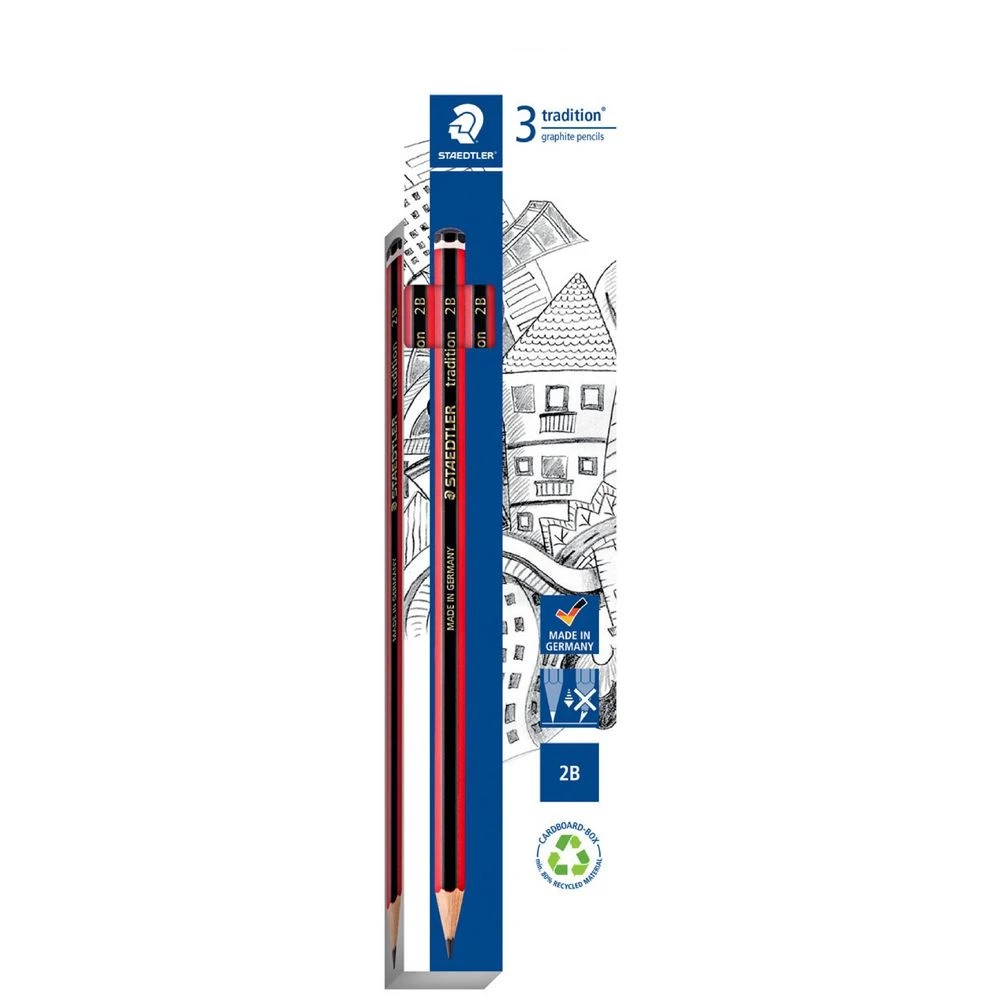 1 Staedtler Tradition Graphite Pencils 2B 3 Pack, 1 of 3