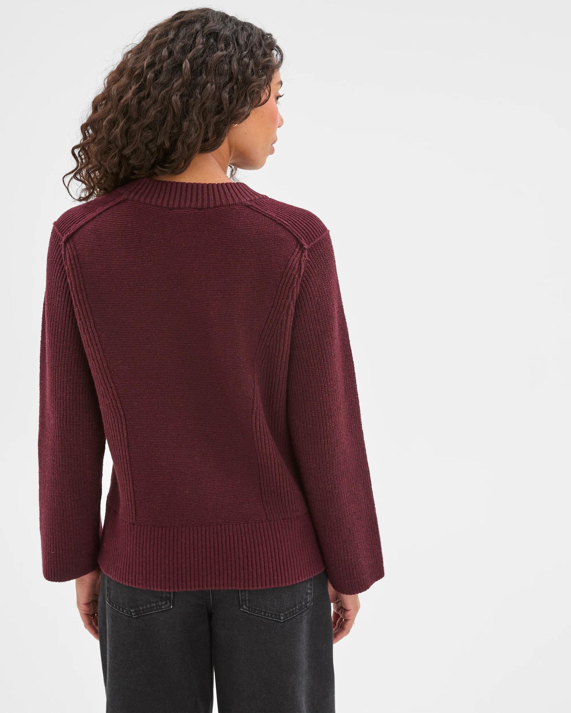 7 Target Woman Australian Cotton Blend Knit Stitch Crew Neck Jumper BORDEAUX BURGUNDY, 7 of 7