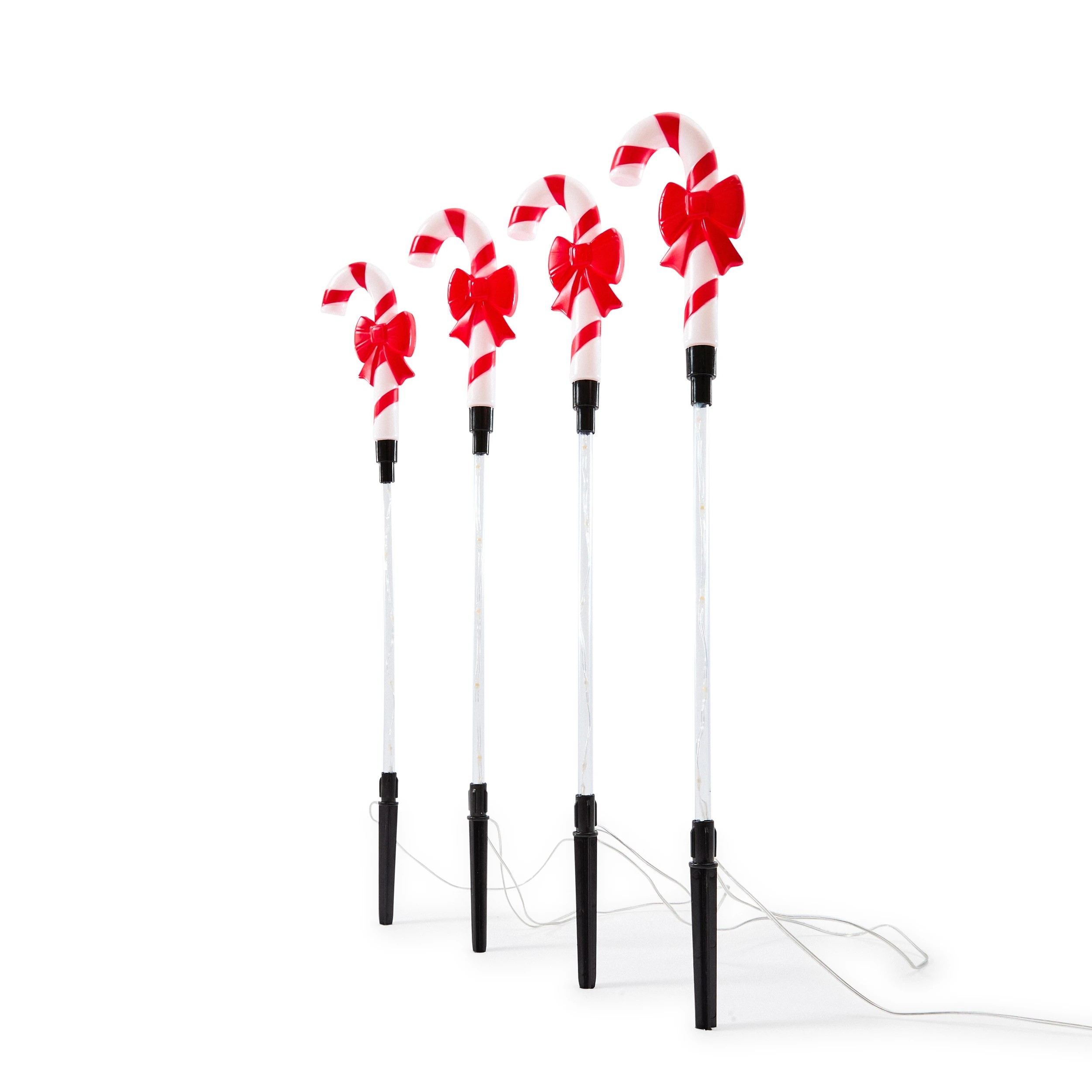 3 4 Pack Solar LED Light-Up Multifunction Candy Cane Stakes, 3 of 8