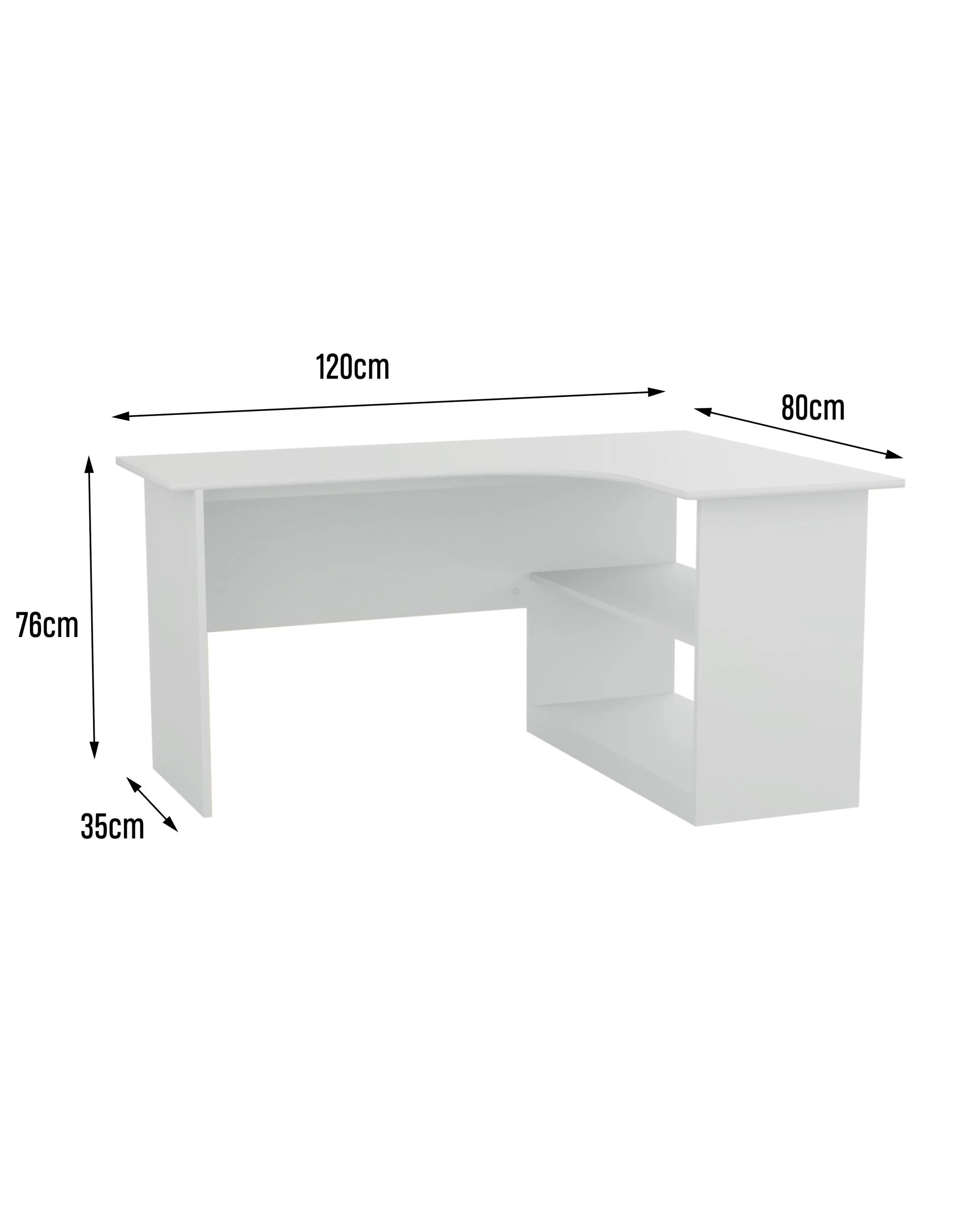 9 Kodu Belle Corner Desk Student Study Office Desk with Shelving - White, 9 of 9