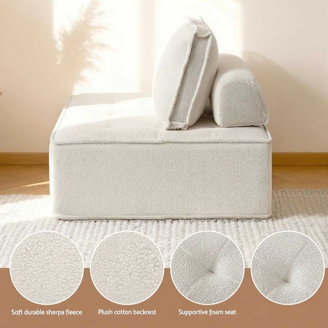 5 Artiss Floor Sofa Lounge Chair 6 Seater with Pillow - White, 5 of 8
