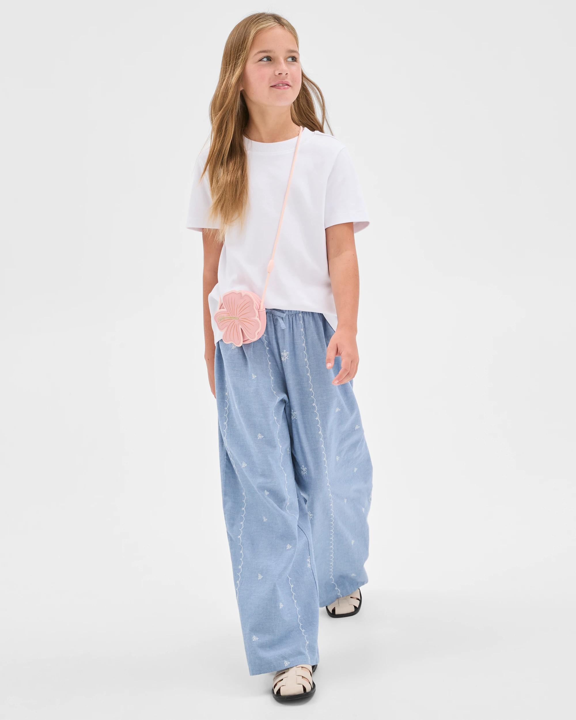1 Target Kids Woven Wide Leg Pants CHAMBRAY, 1 of 6