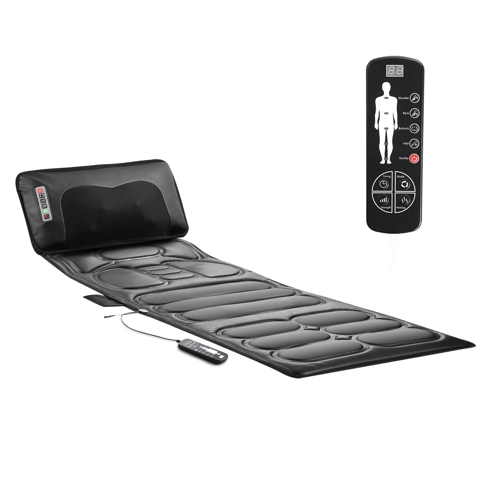 2 HOMASA Vibration Massage Mat Heated Shiatsu Neck Massager Full Body Electric Heating Pad Shoulder Back Leg Heater, 2 of 5