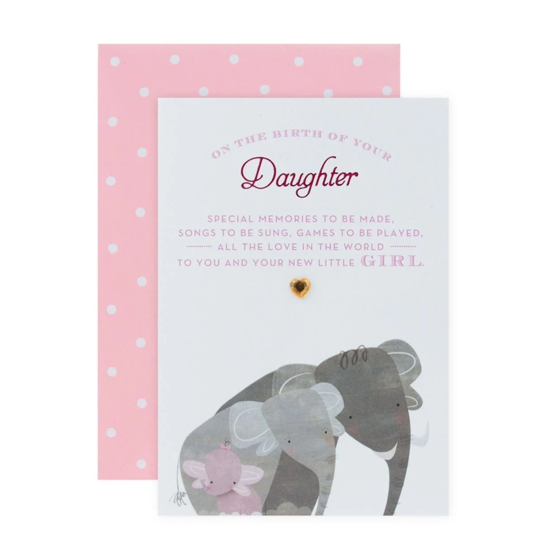 1 Connections from Hallmark New Baby Girl Congratulations Card - Elephants, 1 of 3