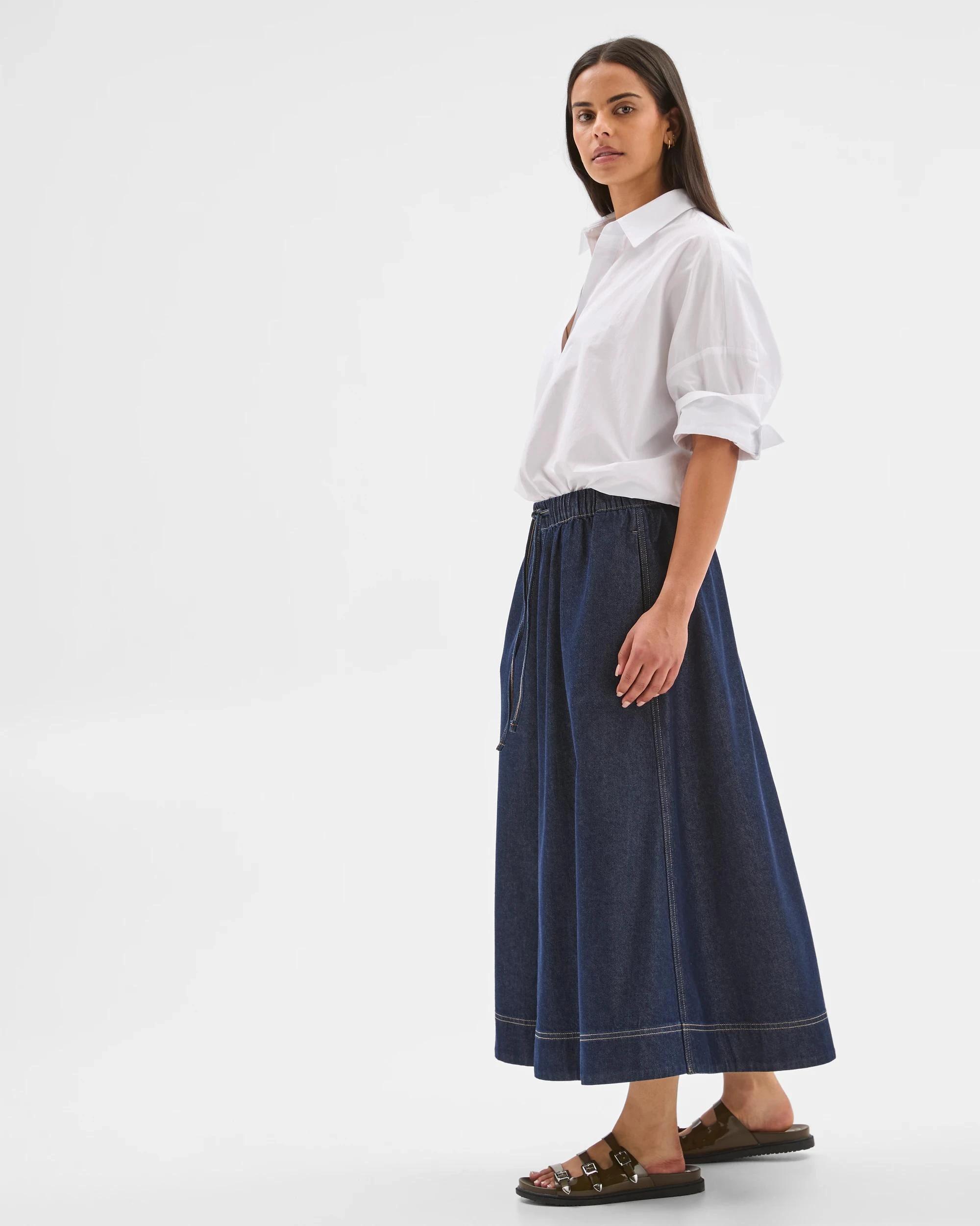 3 Target Denim Denim Pull On Maxi Skirt RINSE, 3 of 4