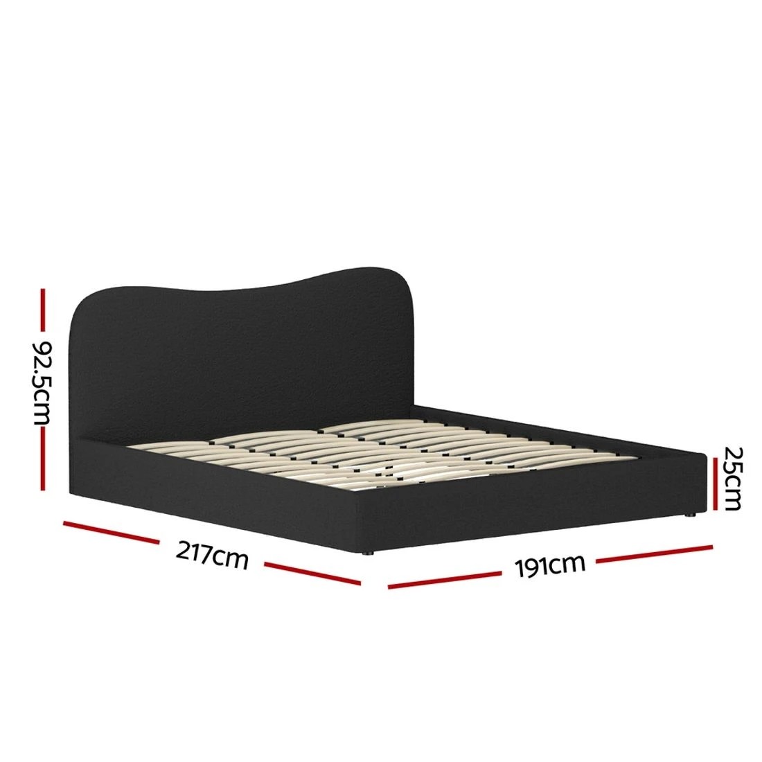 3 Artiss Bed Frame King Size Boucle DARA - Black, 3 of 7