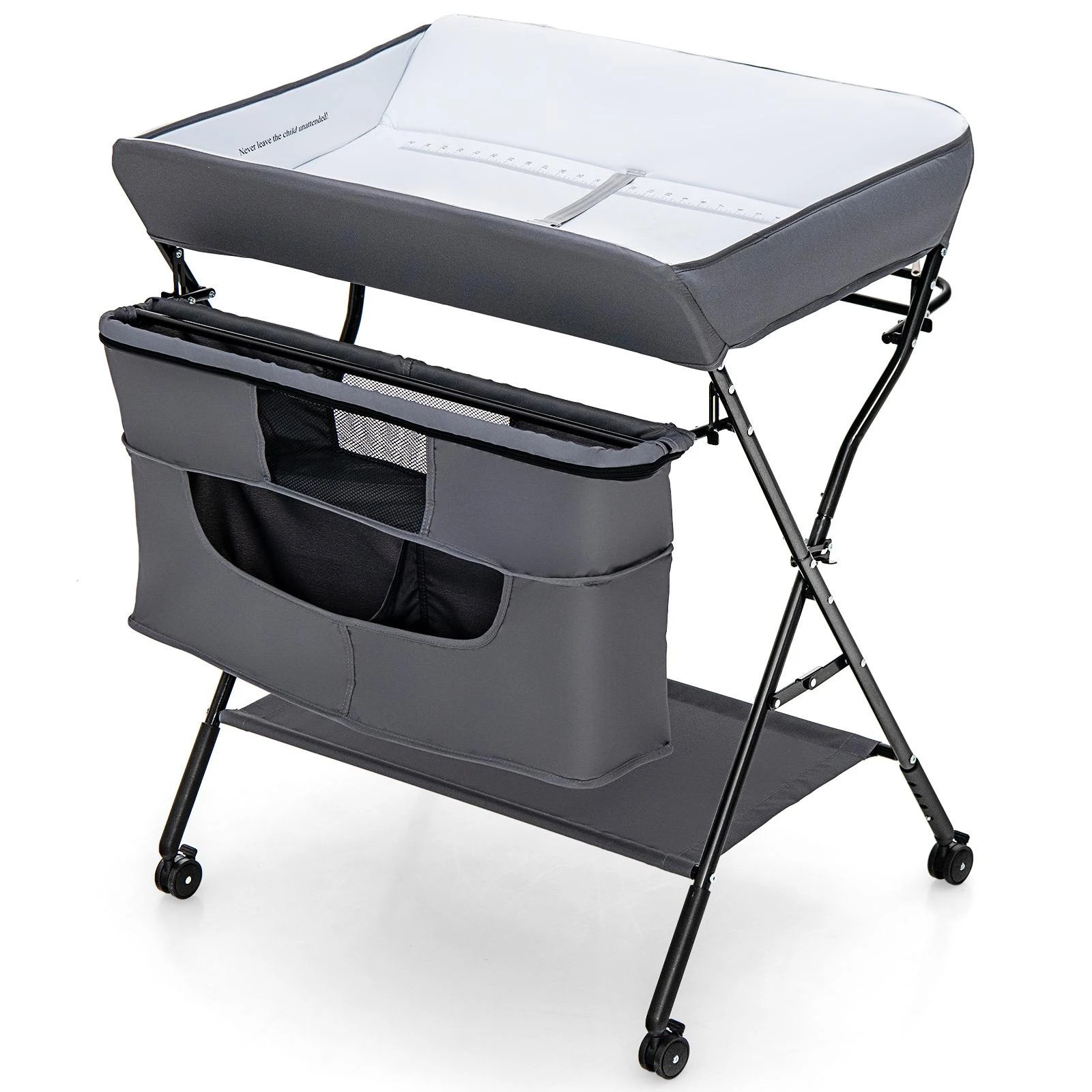 1 Costway Folding Changing Table Water-Proof Diaper Station - Grey, 1 of 1