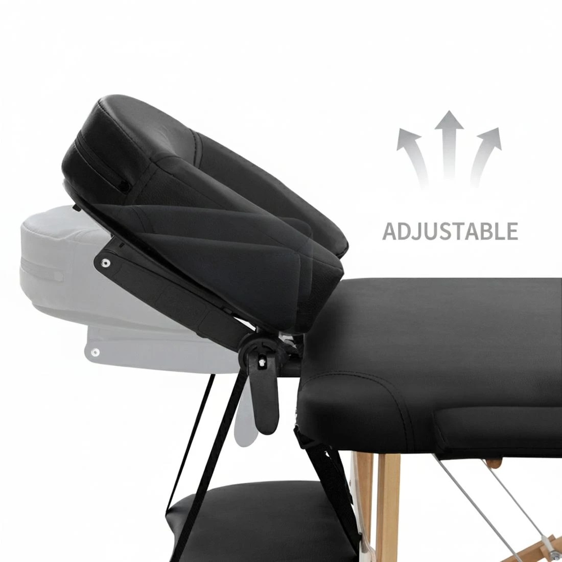 8 Zenses Massage Table 70cm Portable 3 Fold Wooden Beauty Bed - Black, 8 of 8