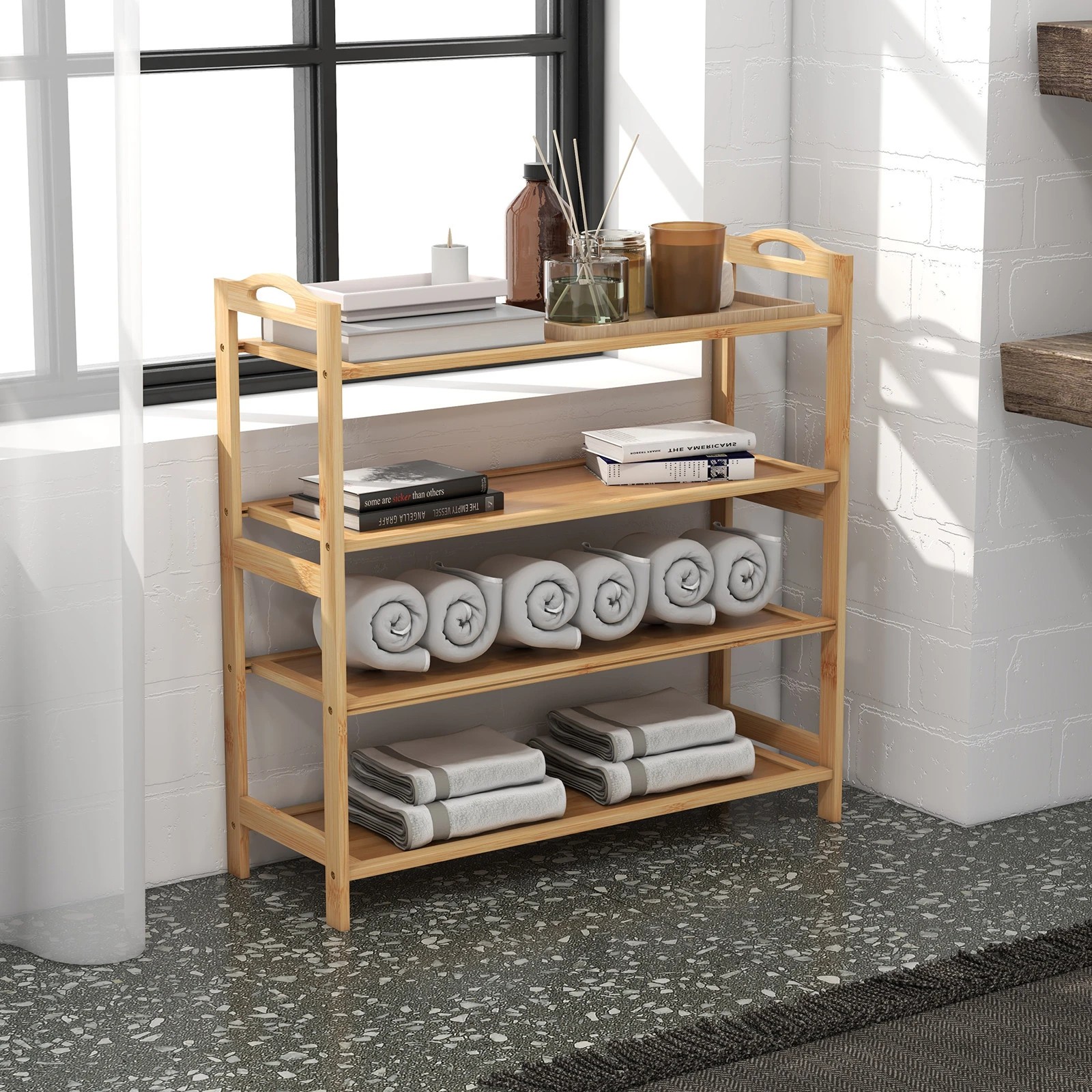 7 Casa Decor 4-Tier Bamboo Shoe Rack, Durable, Space Saving, Stylish Storage - Oak - Brown, 7 of 10