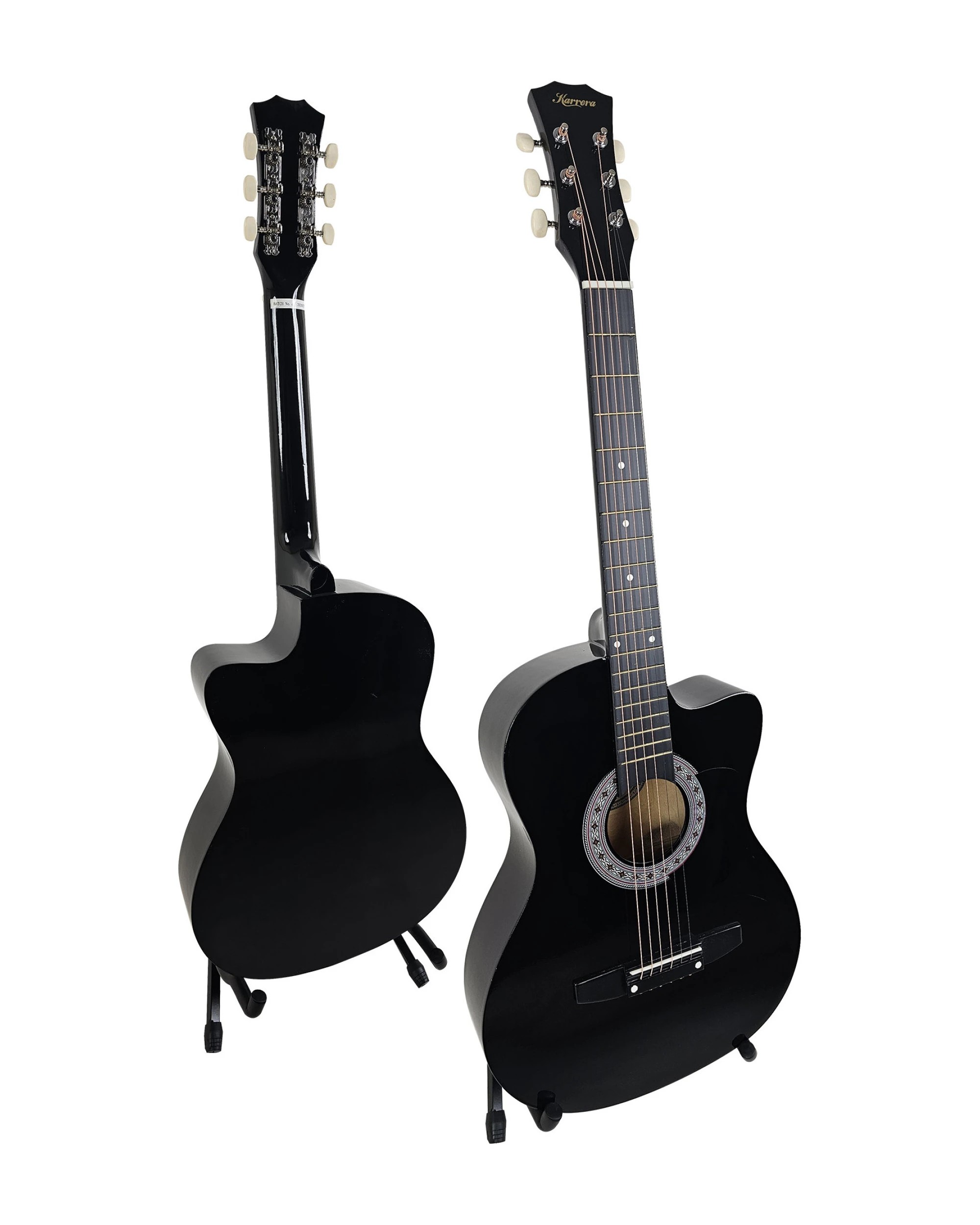 3 Karrera 38in Pro Cutaway Acoustic Guitar with Carry Bag - Black, 3 of 10