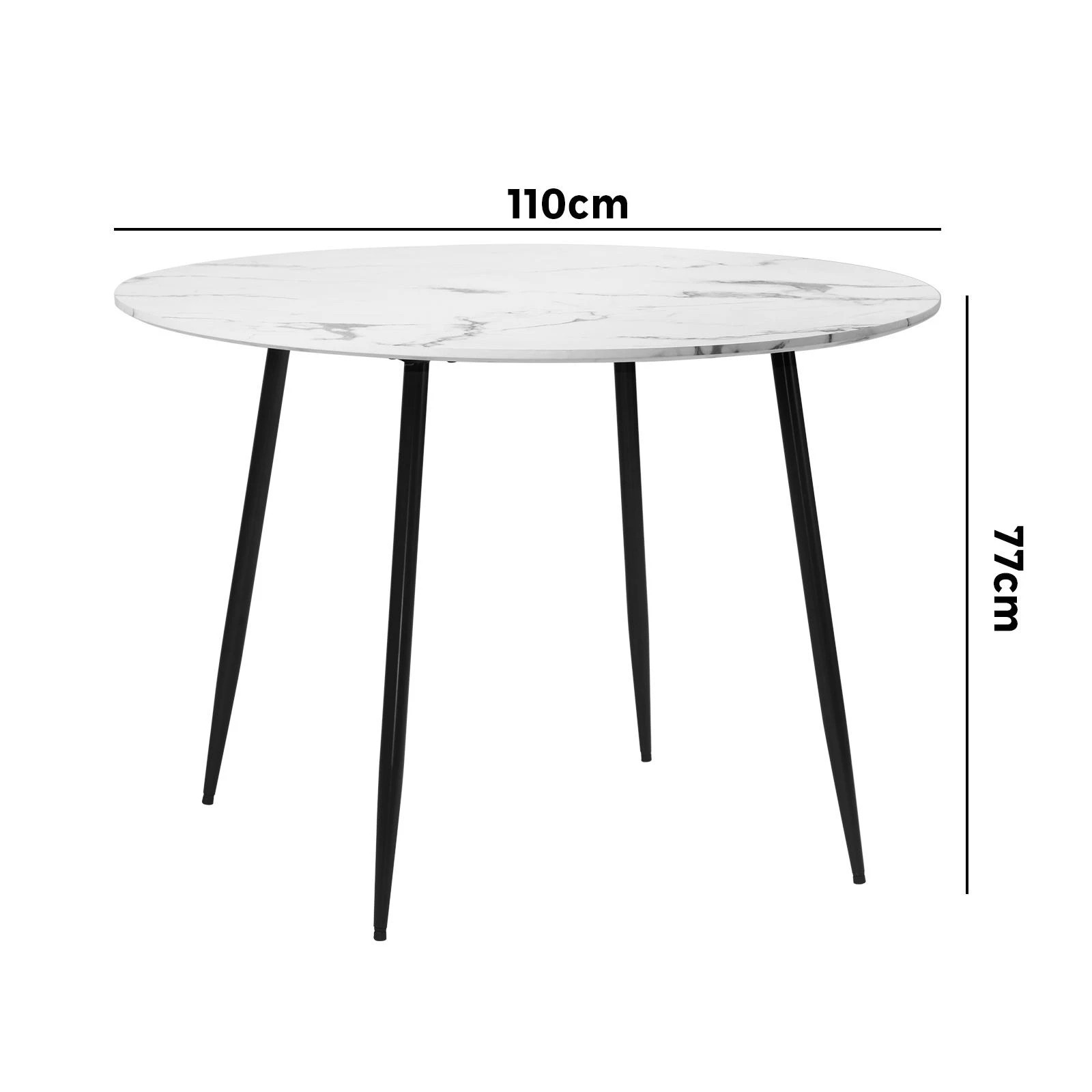 8 Oikiture 110cm Dining Table Round Wooden Table With Marble Effect Metal Legs
 - Multi, 8 of 8