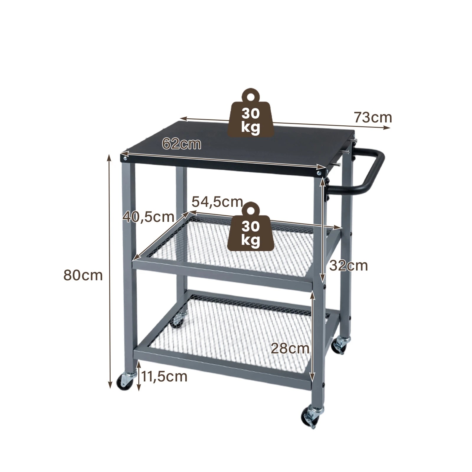 2 Costway 3-Tier Dining Cart Table Kitchen Serving Cart Mobile Food Prep Trolley - Silver, 2 of 4