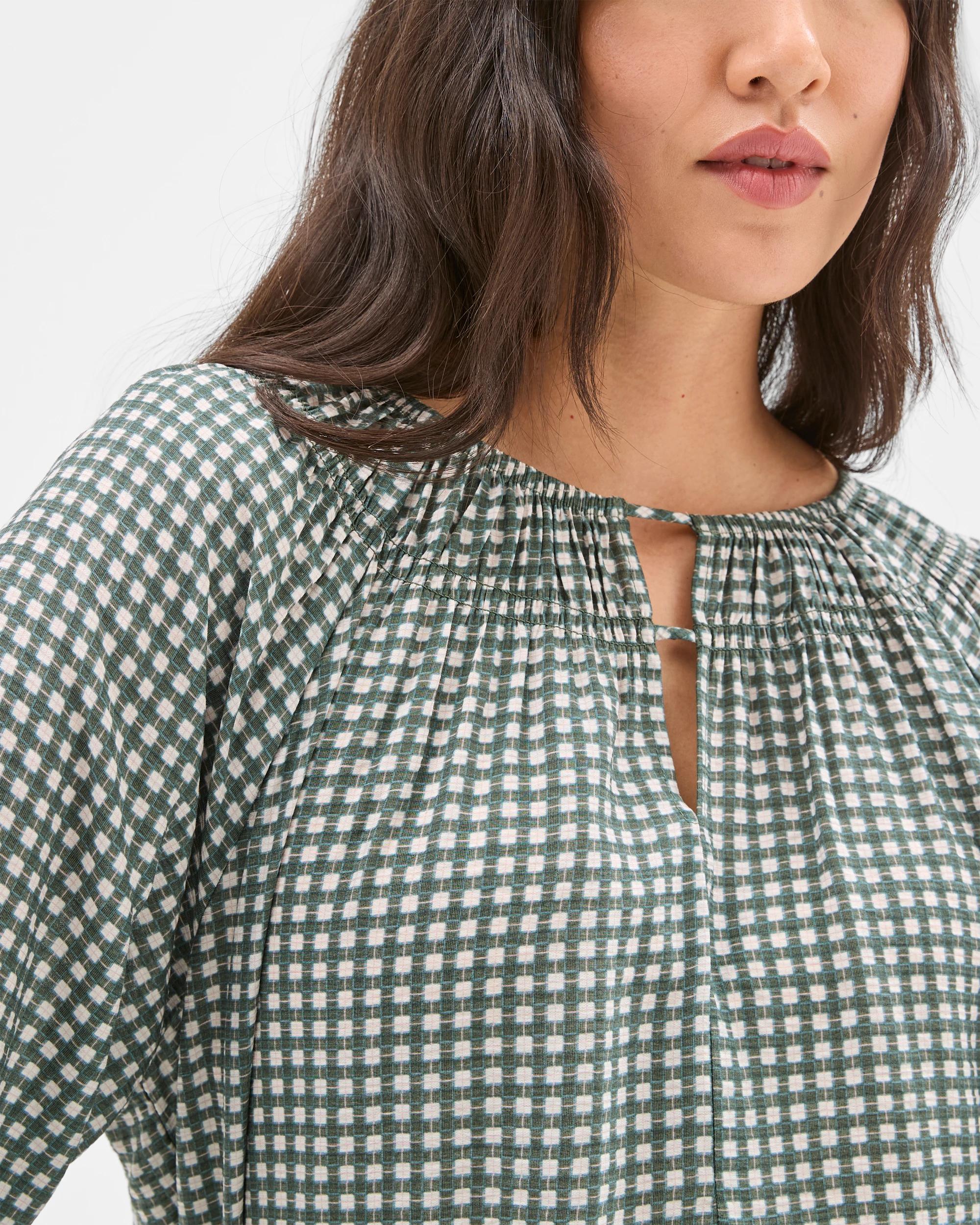 7 Target Woman 3/4 Sleeve Neck Detail Blouse OREGANO CHECK, 7 of 7