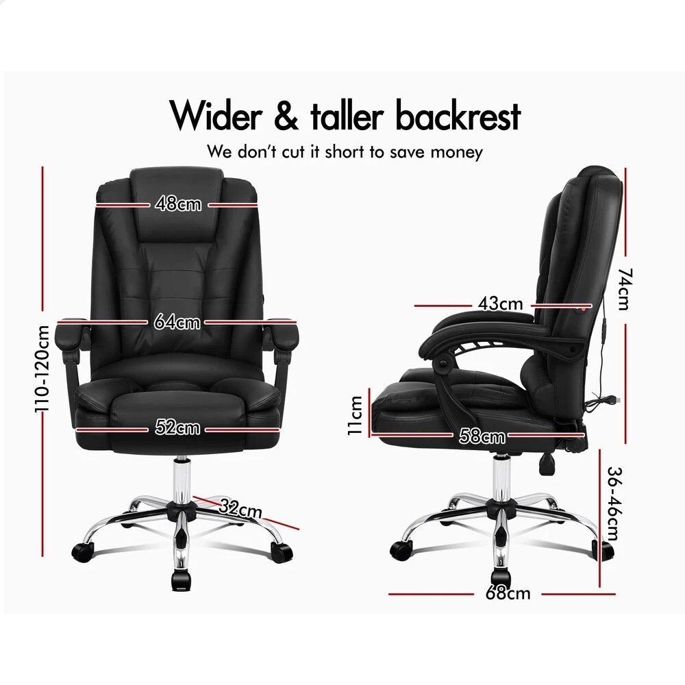 9 Alfordson Massage Office Chair Executive PU Leather Seat Gaming Computer Racer - Black, 9 of 10