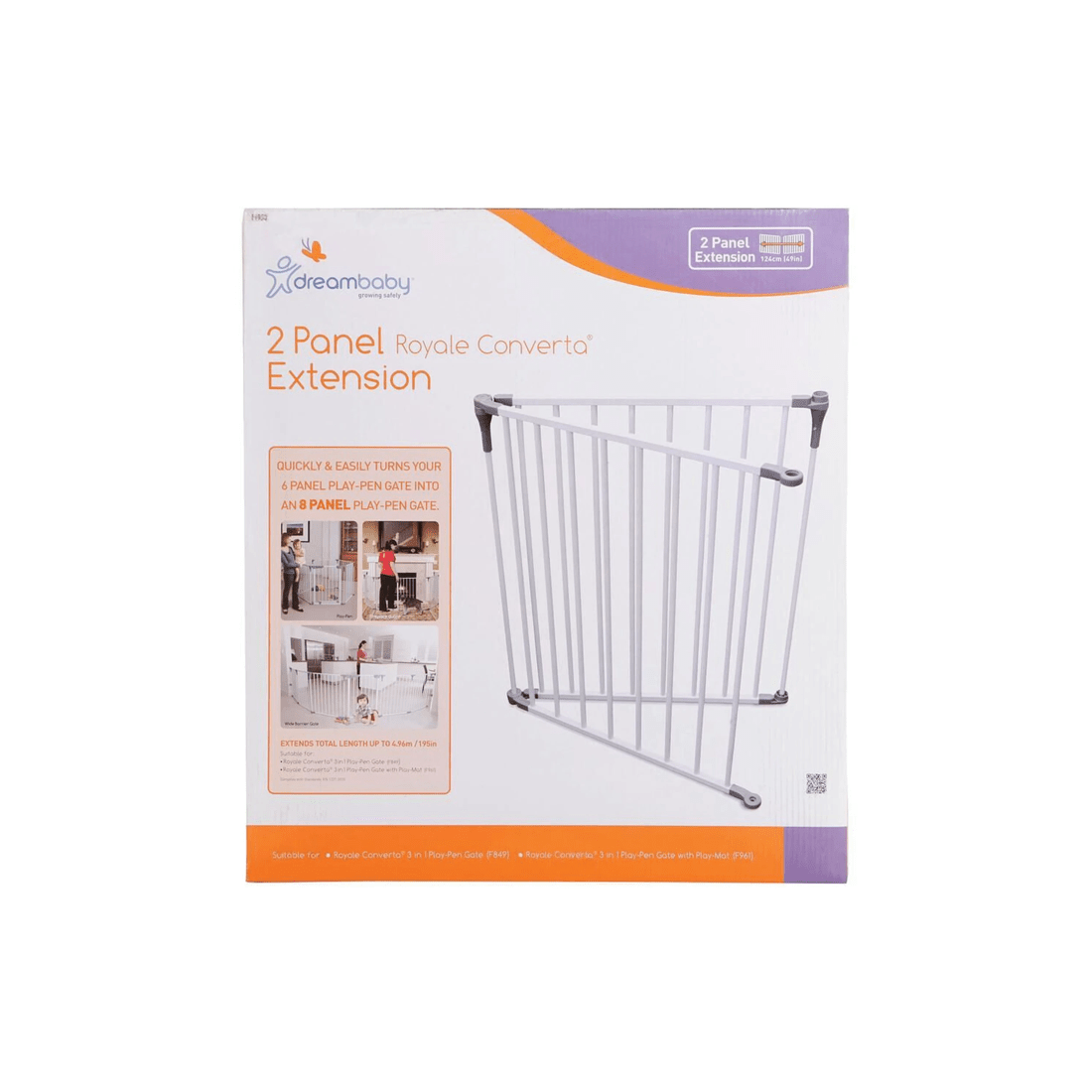 3 Dreambaby 2 Panel Royale Converta Baby Playpen Extension 120cm
 - White, 3 of 3