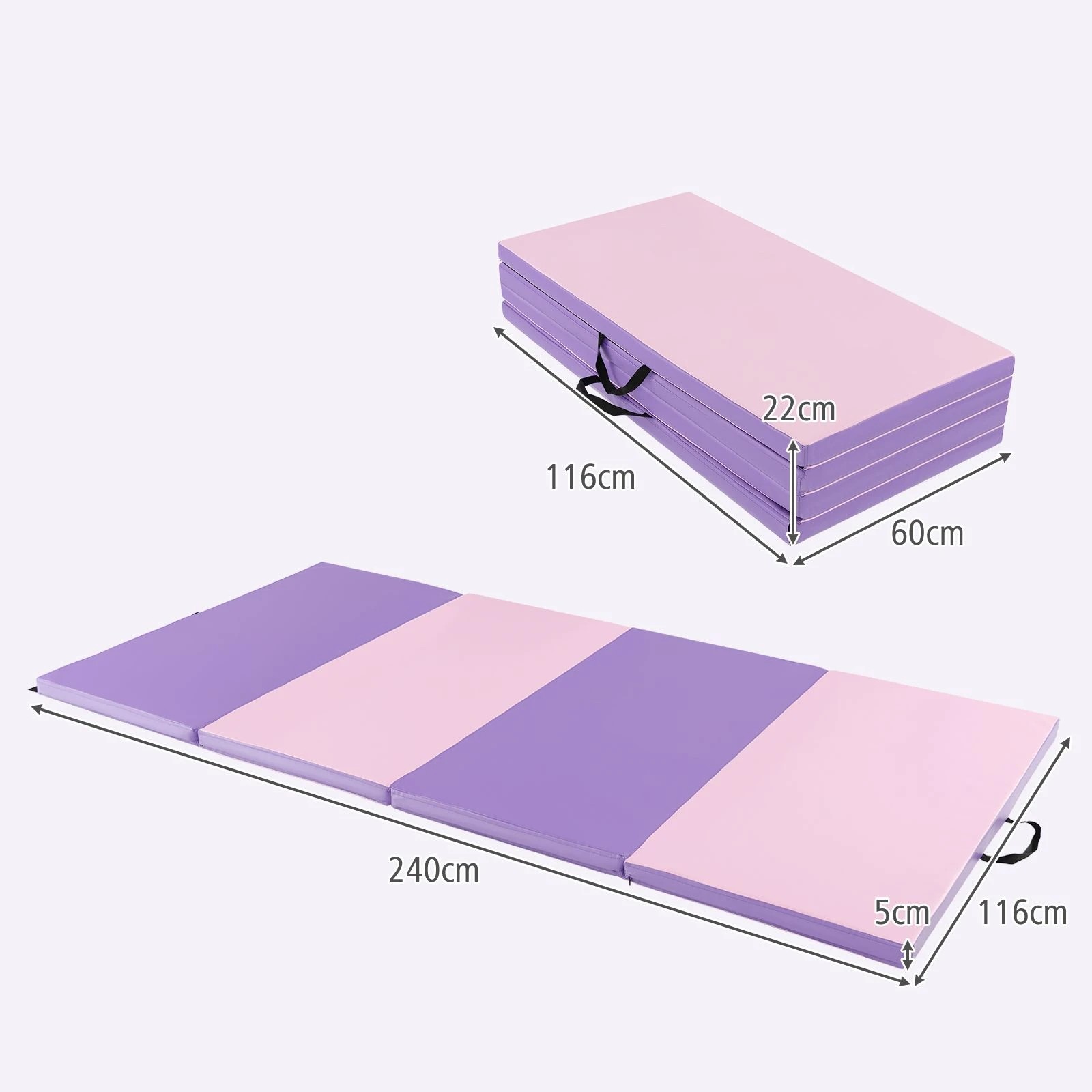 2 Costway 4-Folding Exercise Mat Gymnastics Mat Yoga Tumbling Mat w/Carry Strap - Pink, 2 of 2