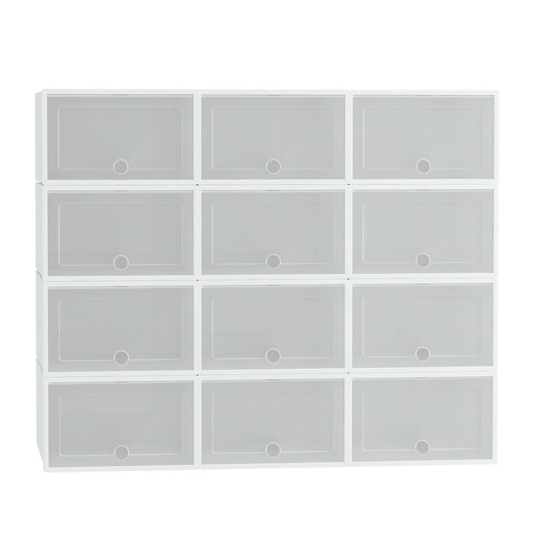 3 Artiss Shoe Box Rack DIY Set of 12 Stackable Clear Storage Easy Clean Closet Space Saving Easy Assembly - White, 3 of 8