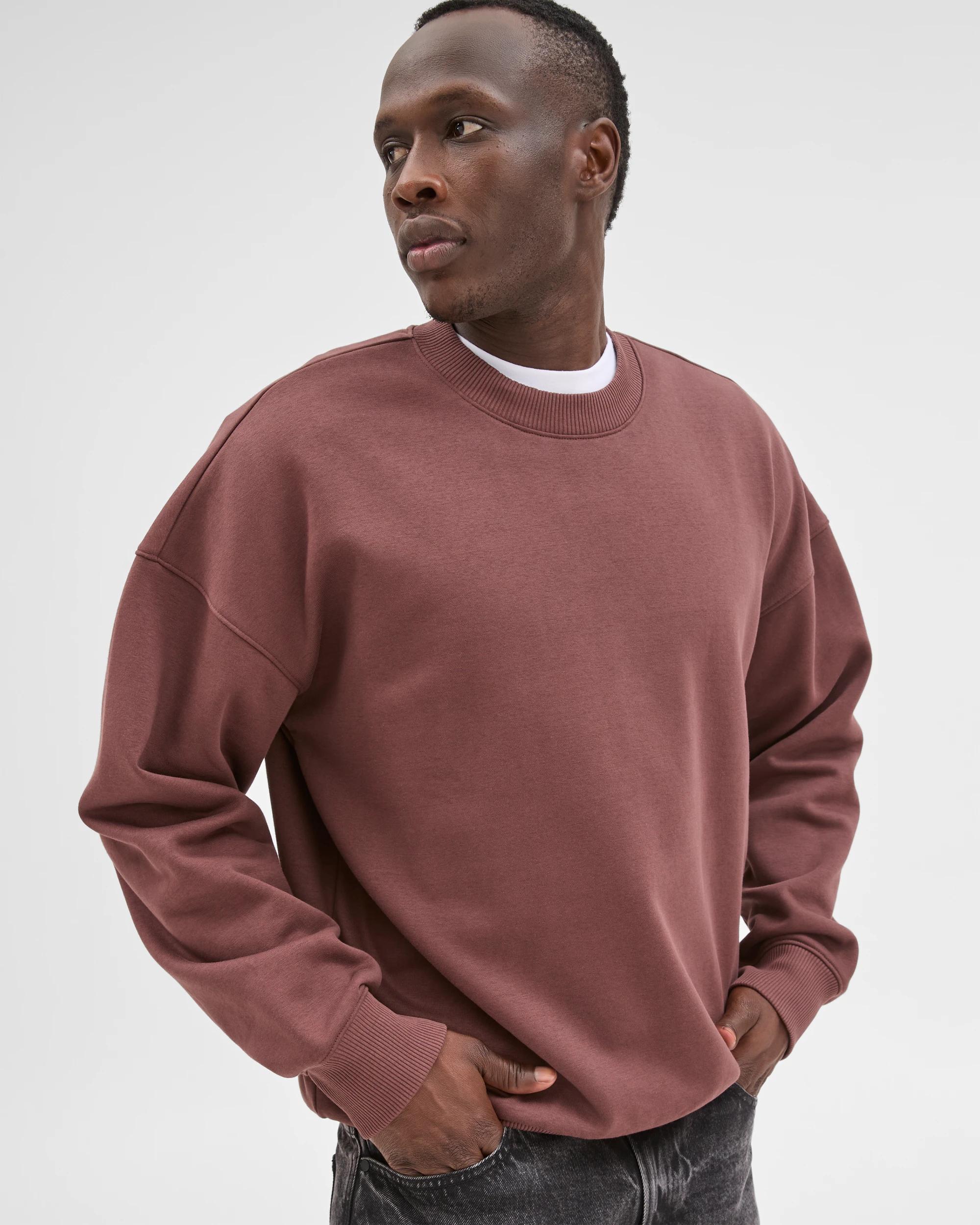 4 Commons Australian Cotton Blend Oversized Heavyweight Fleece Crew Jumper BURGUNDY, 4 of 7
