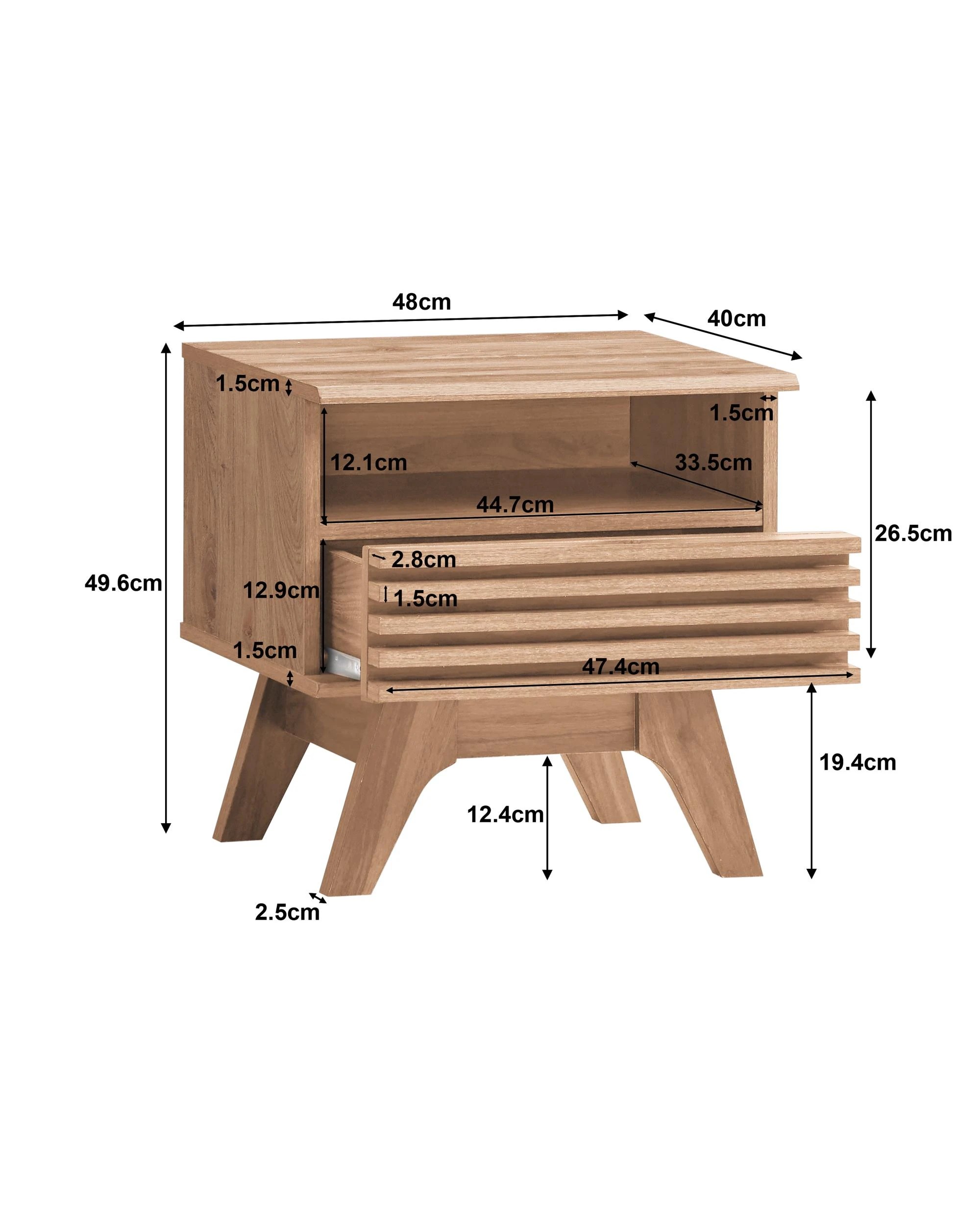 4 Kodu Bedside Unit Side Table Nightstand 1 Drawer Oak - Natural, 4 of 5