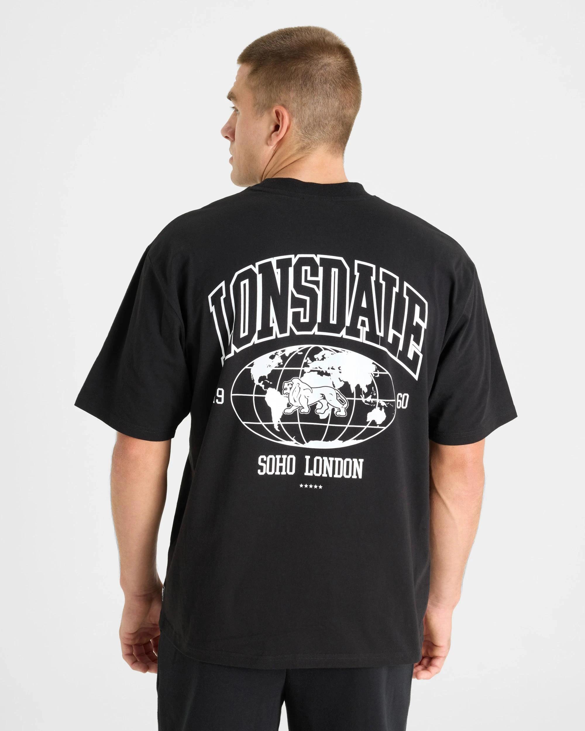 3 Lonsdale London Varsity Short Sleeve T-Shirt BLACK, 3 of 5