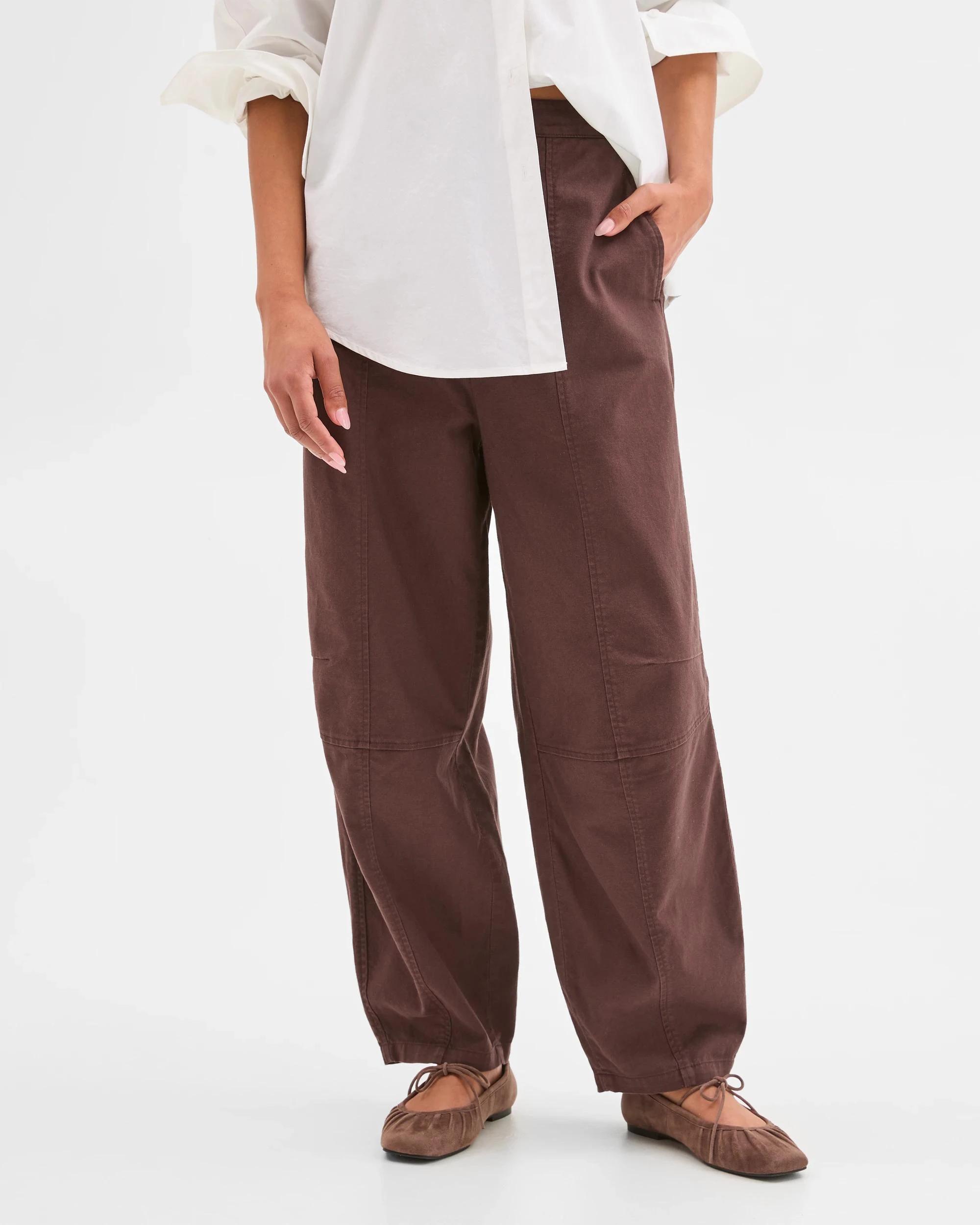 2 Target Australian Cotton Blend Soft Barrel Leg Pants BRUNETTE, 2 of 8
