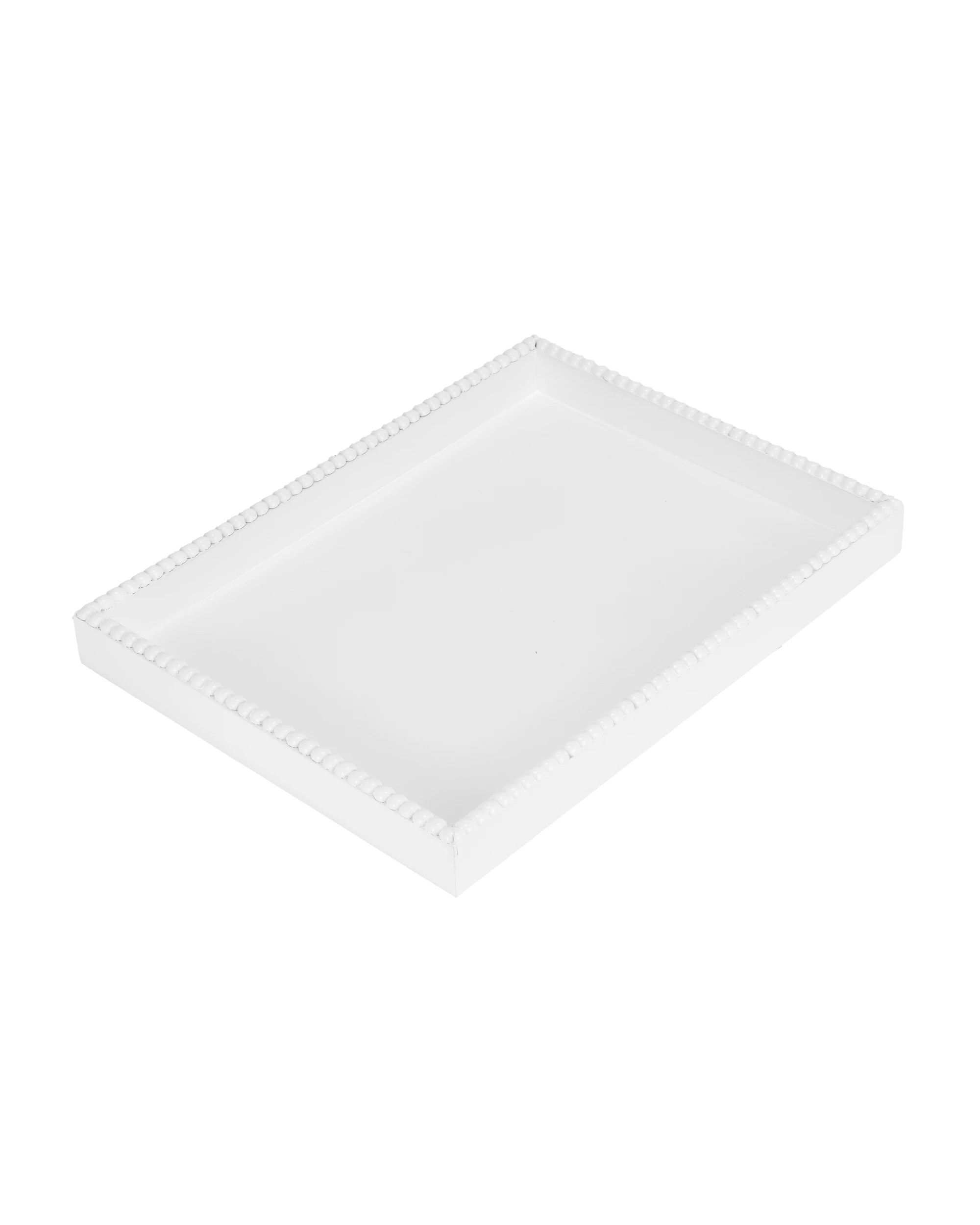 1 White Textured Edge Decor Tray, 1 of 6