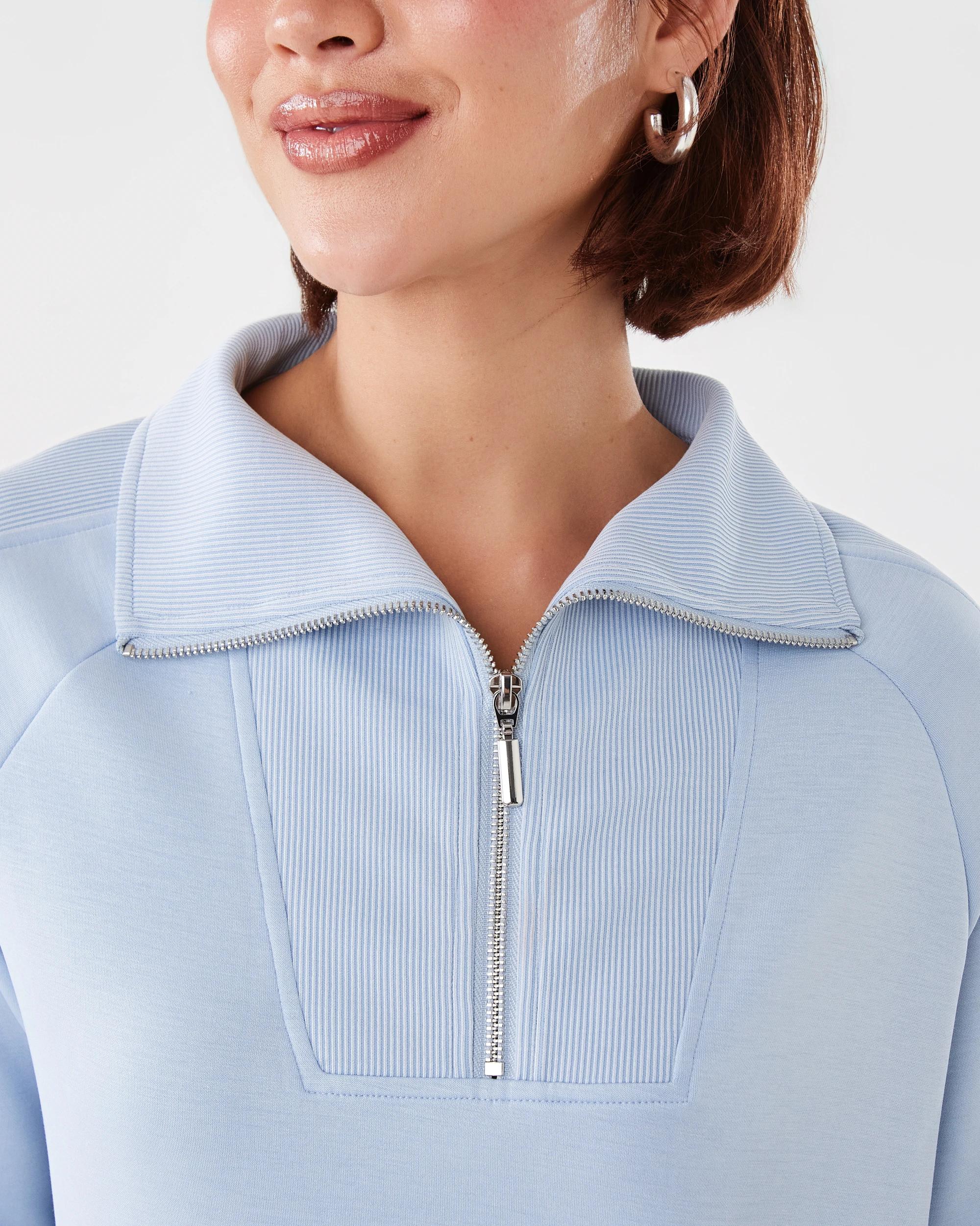 7 Active Womens Soft Modal Quarter Zip Jumper Seashell, 7 of 8