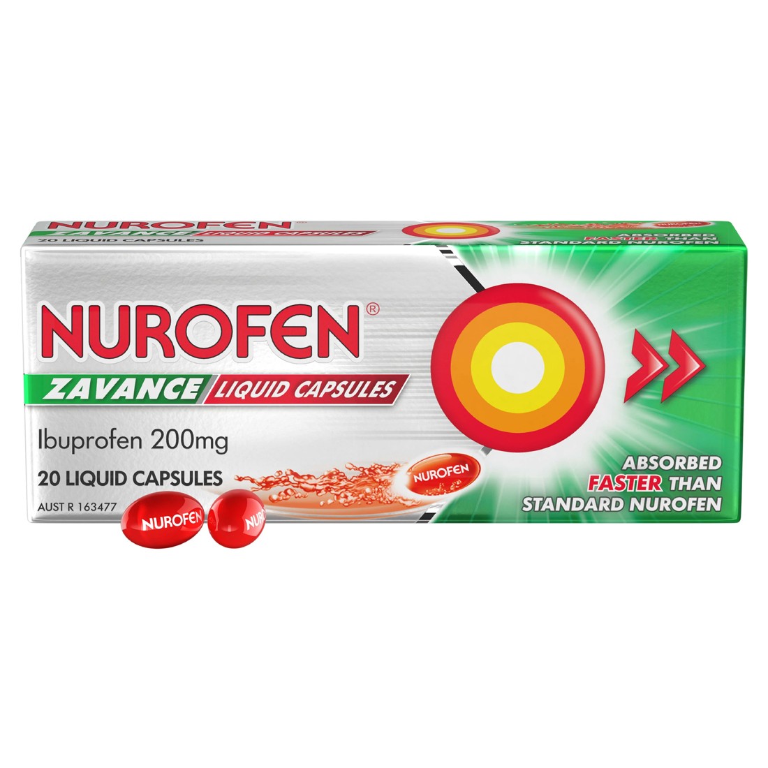 1 20 Pack Nurofen Zavance Fast Pain Relief Liquid Capsules 200mg Ibuprofen, 1 of 7