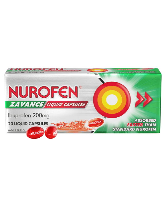 20 Pack Nurofen Zavance Fast Pain Relief Liquid Capsules 200mg Ibuprofen