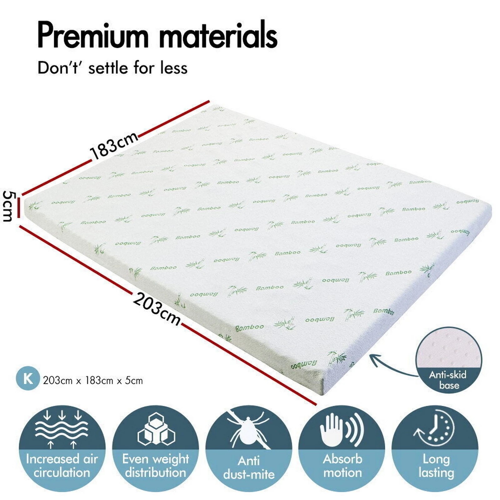 9 Starry Eucalypt Memory Foam Mattress Topper 7-Zone 5cm - King Bed, 9 of 10