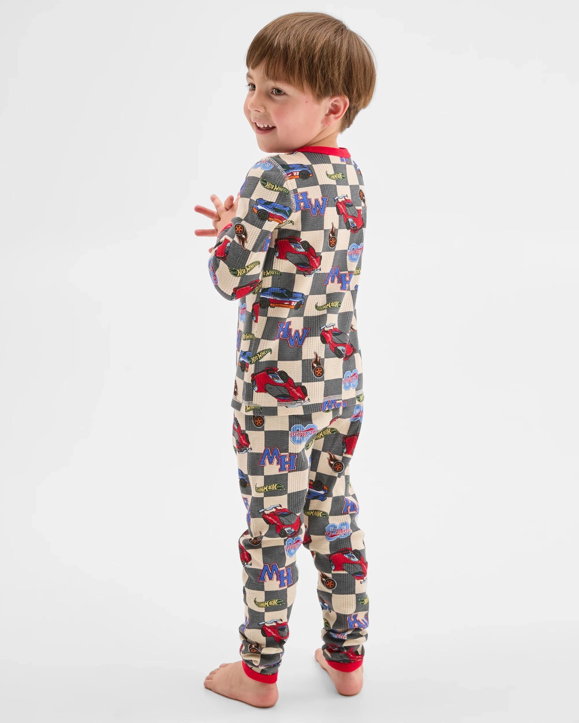 3 Hot Wheels Australian Cotton Younger Boys Waffle Pyjama Set HOT WHEELS, 3 of 6