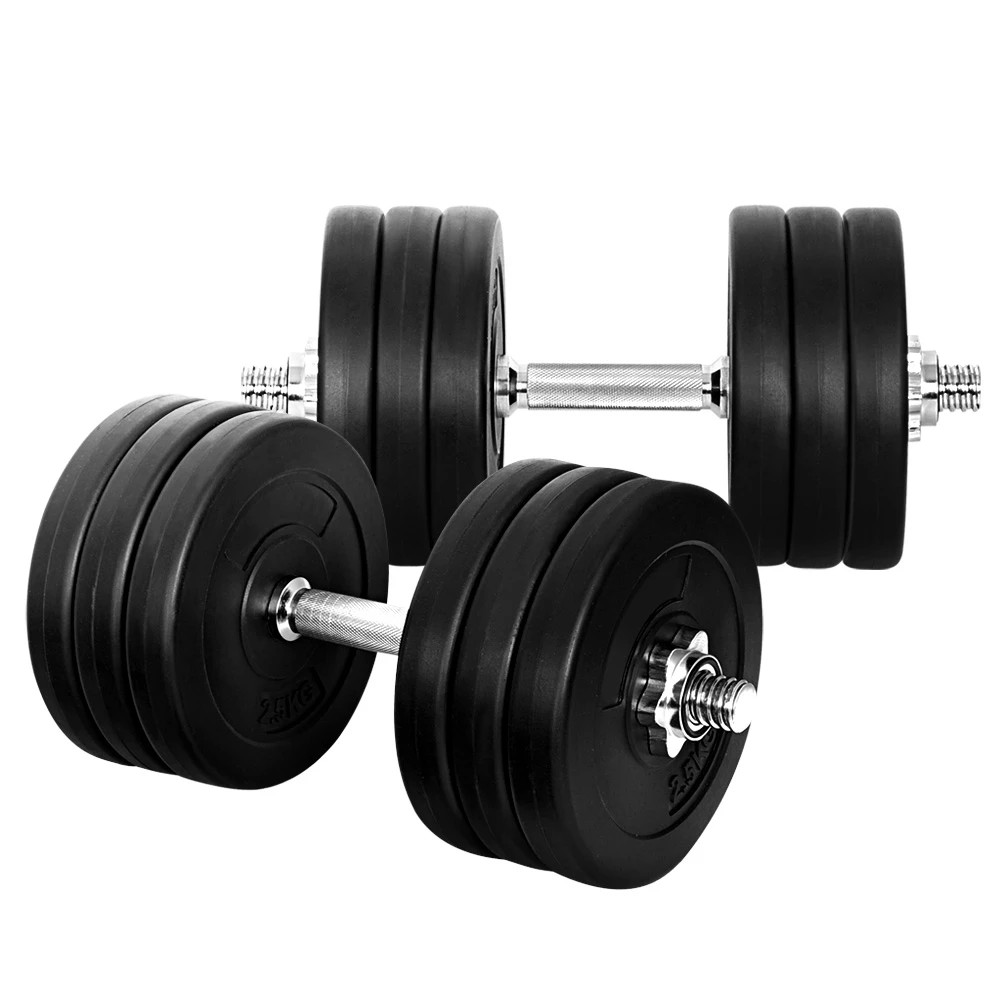 1 Everfit 35kg Dumbbell Set Weight Plates Dumbbells Lifting Bench - Black, 1 of 6