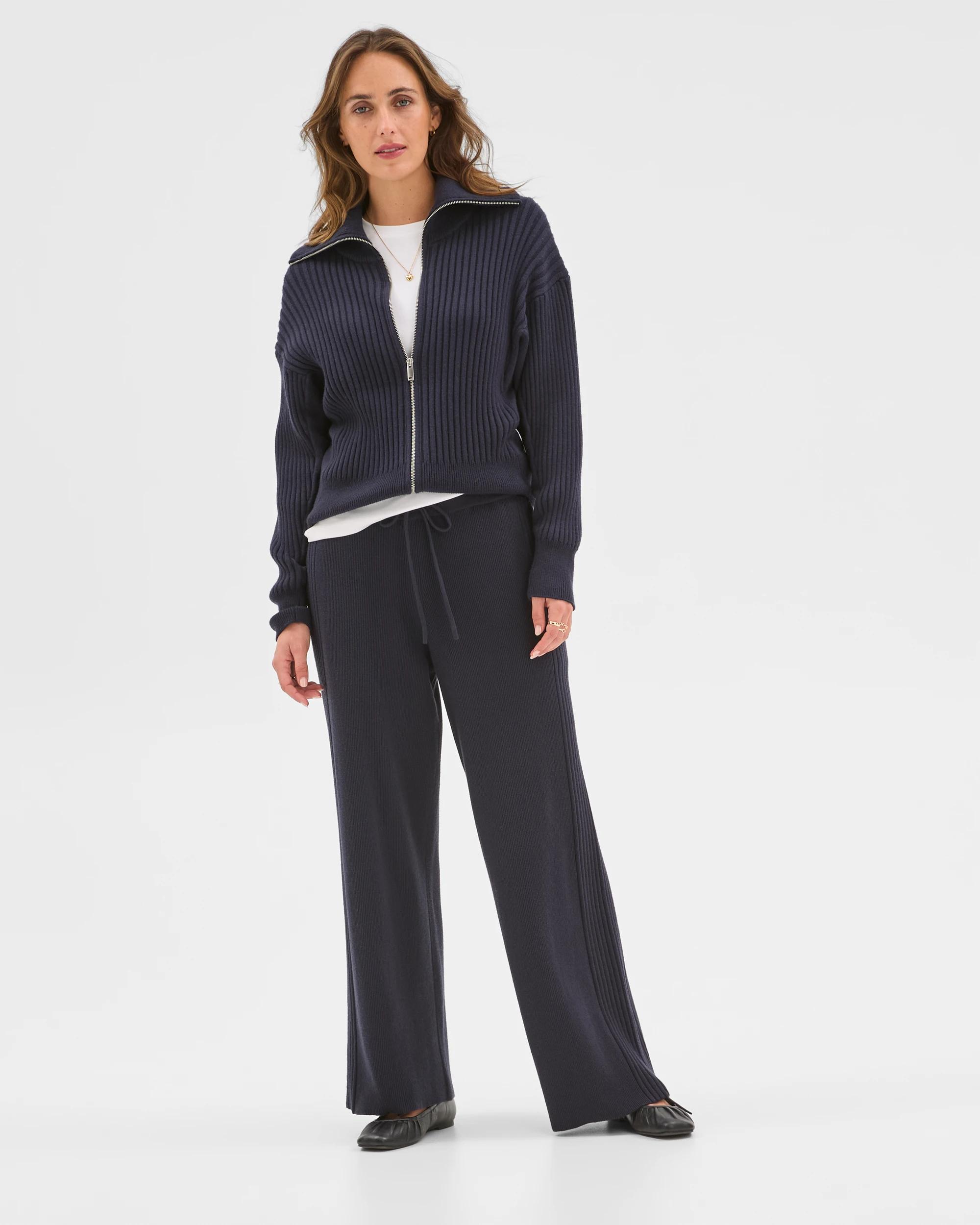 1 Target Woman Clean Knit Rib Lounge Pants NAVY MARLE, 1 of 6