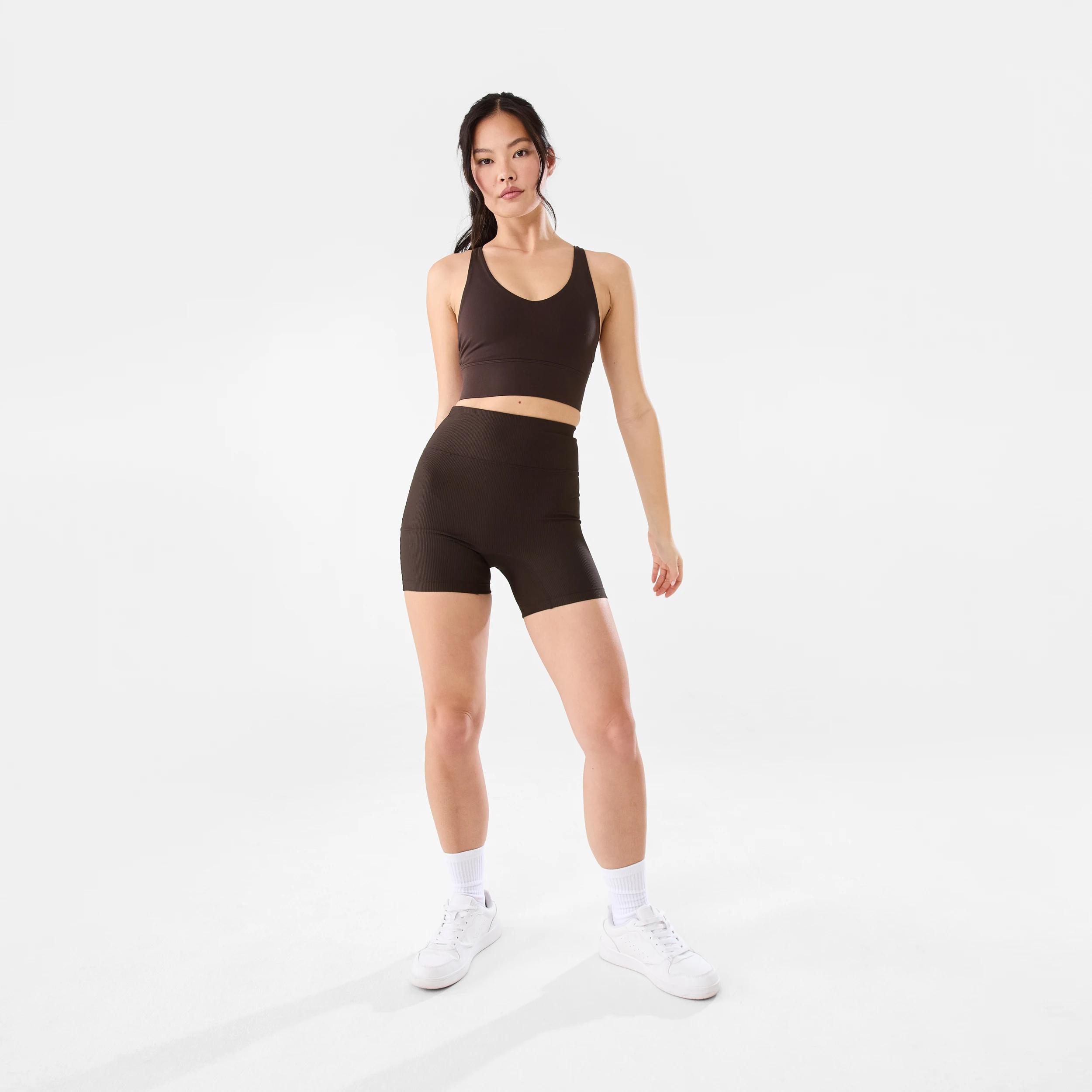 2 Active Womens Ultrasoft Strappy Crop Top TUSCAN BROWN, 2 of 9