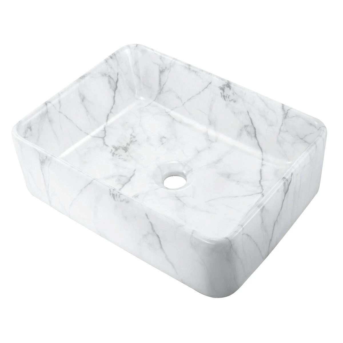 1 LUXSUITE Bathroom Sink Vessel Basin Vanity Ceramic Above Counter Washing Hand Bowl Toilet Countertop Modern Rectangle, 1 of 4