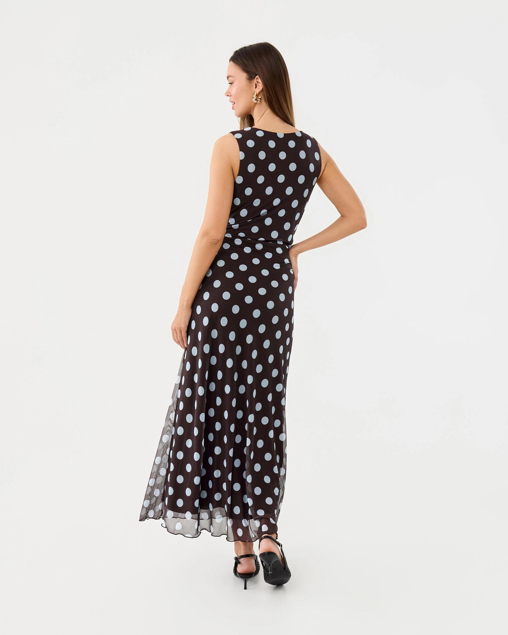 3 Sleeveless Mesh Maxi Dress Cocoa Blue, 3 of 8