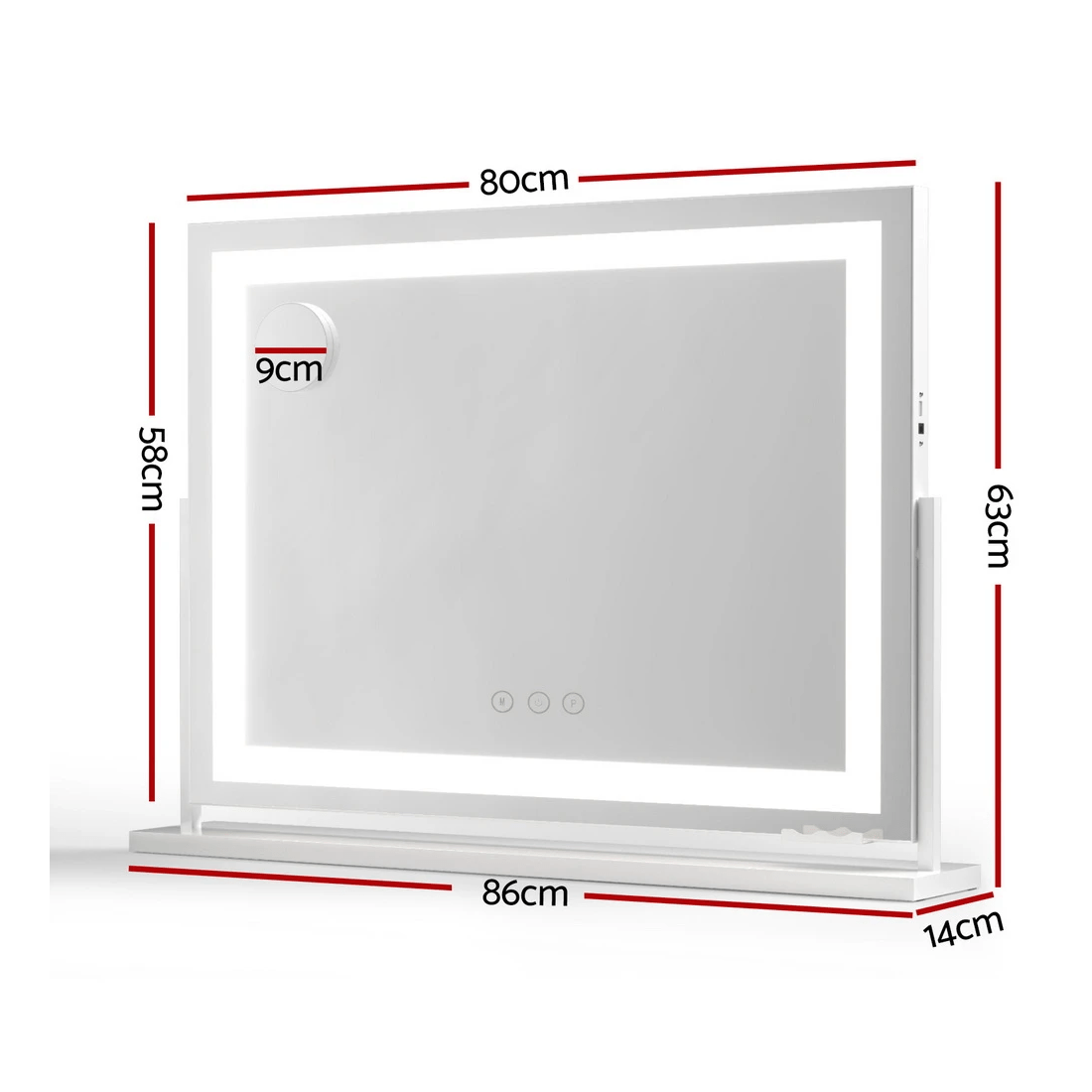 2 Embellir Makeup Mirror 80x58cm 360° Rotatable Vanity Mirror with Lights Bright Light Strip Adjustable - Multi, 2 of 2