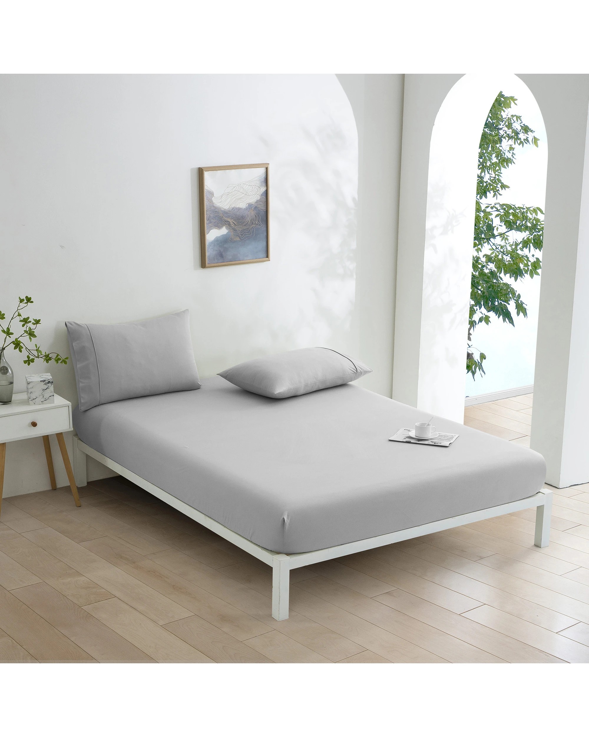 1 Dreamaker Micro Flannel Combo Fitted Sheet Set - Super King Bed - Silver, 1 of 6