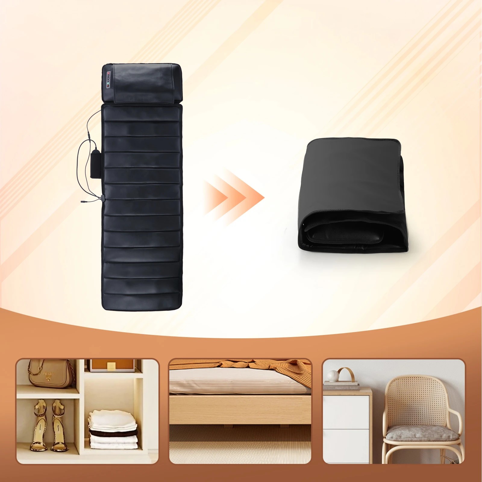 5 HOMASA Full Body Massage Mat Heated Foot Back Massager Shiatsu Vibration Lumbar Support Neck Leg Relax Electric Heating, 5 of 7