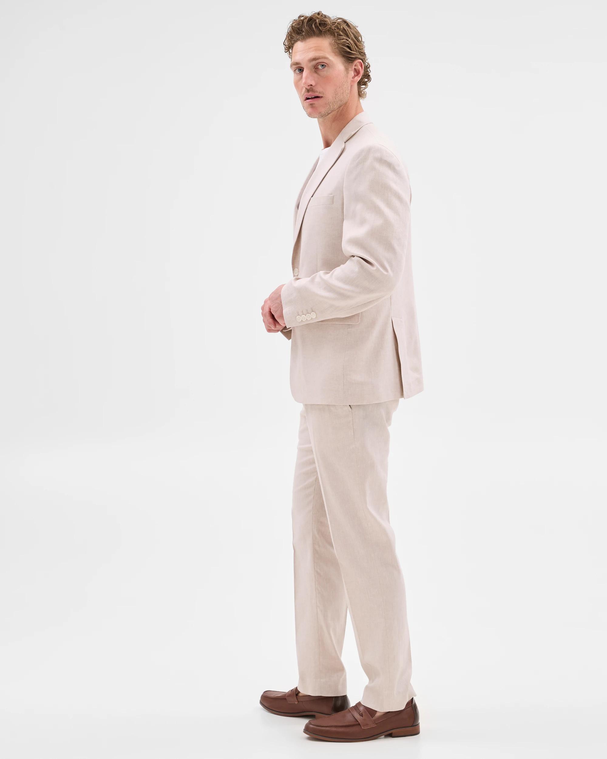3 European Linen Blend Suit Jacket - Preview NEUTRAL, 3 of 7