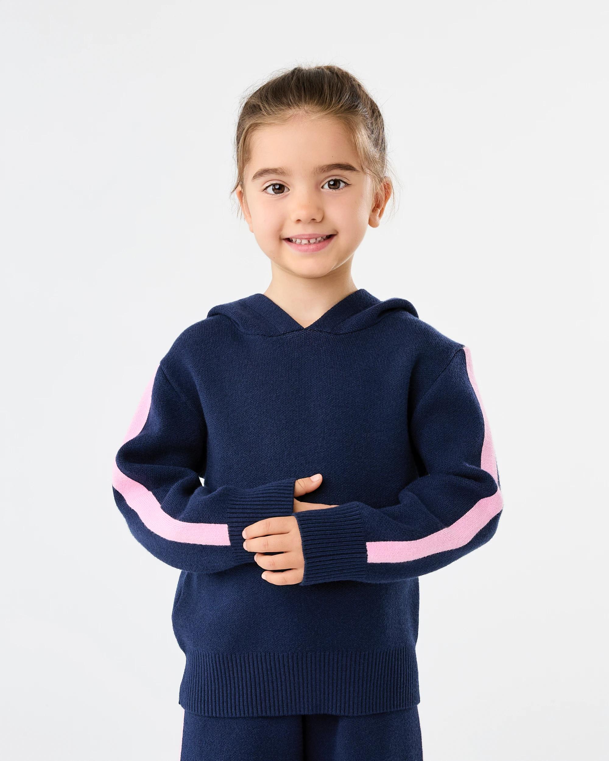 1 Bonded Knit Hoodie Dress Navy, 1 of 7