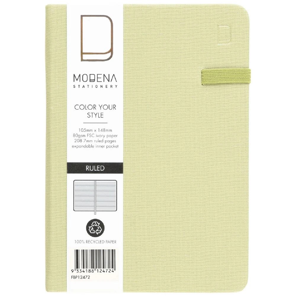 1 Modena A6 Linen Ruled Notebook Sage, 1 of 5