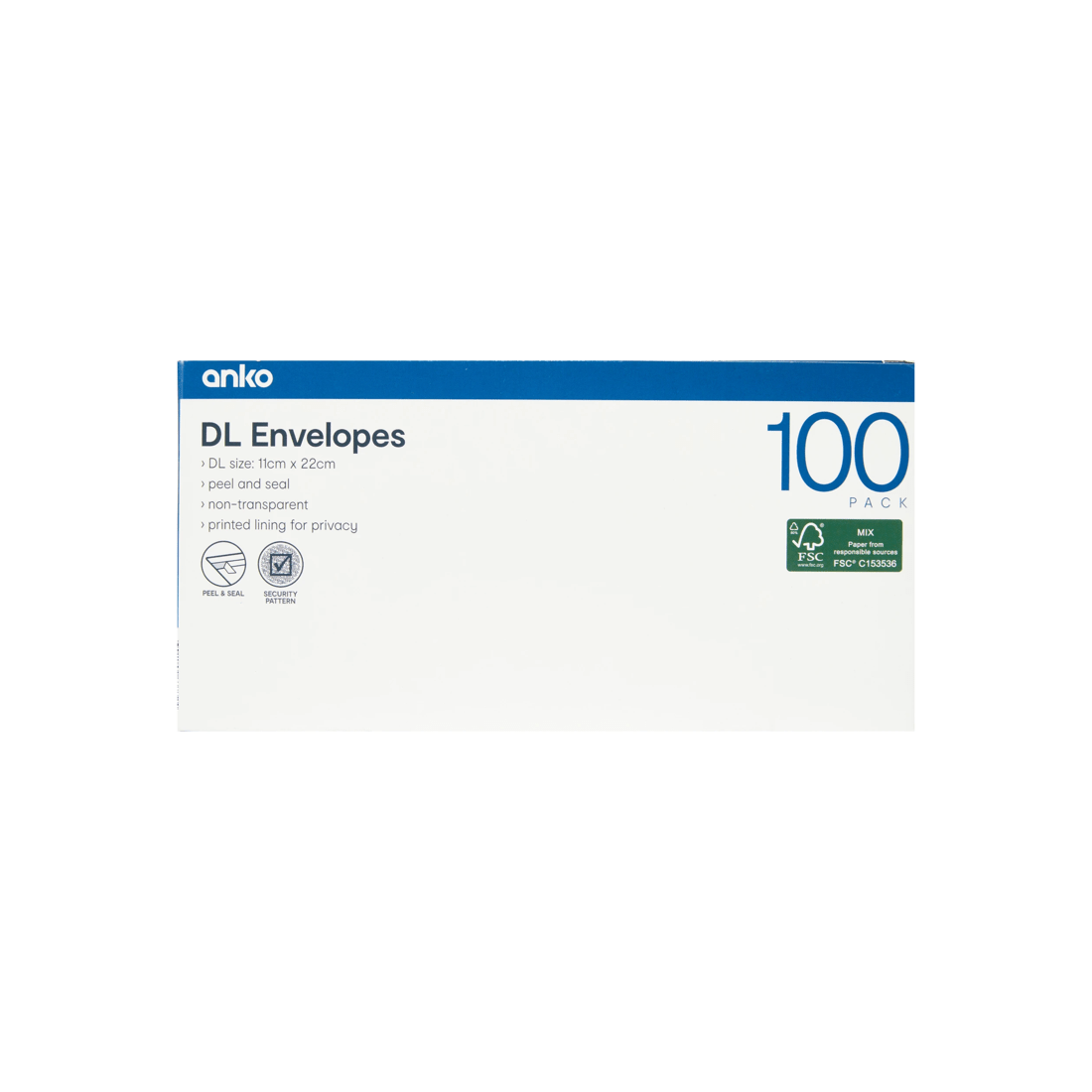 5 100 Pack DL Peel and Seal Envelopes - White, 5 of 5