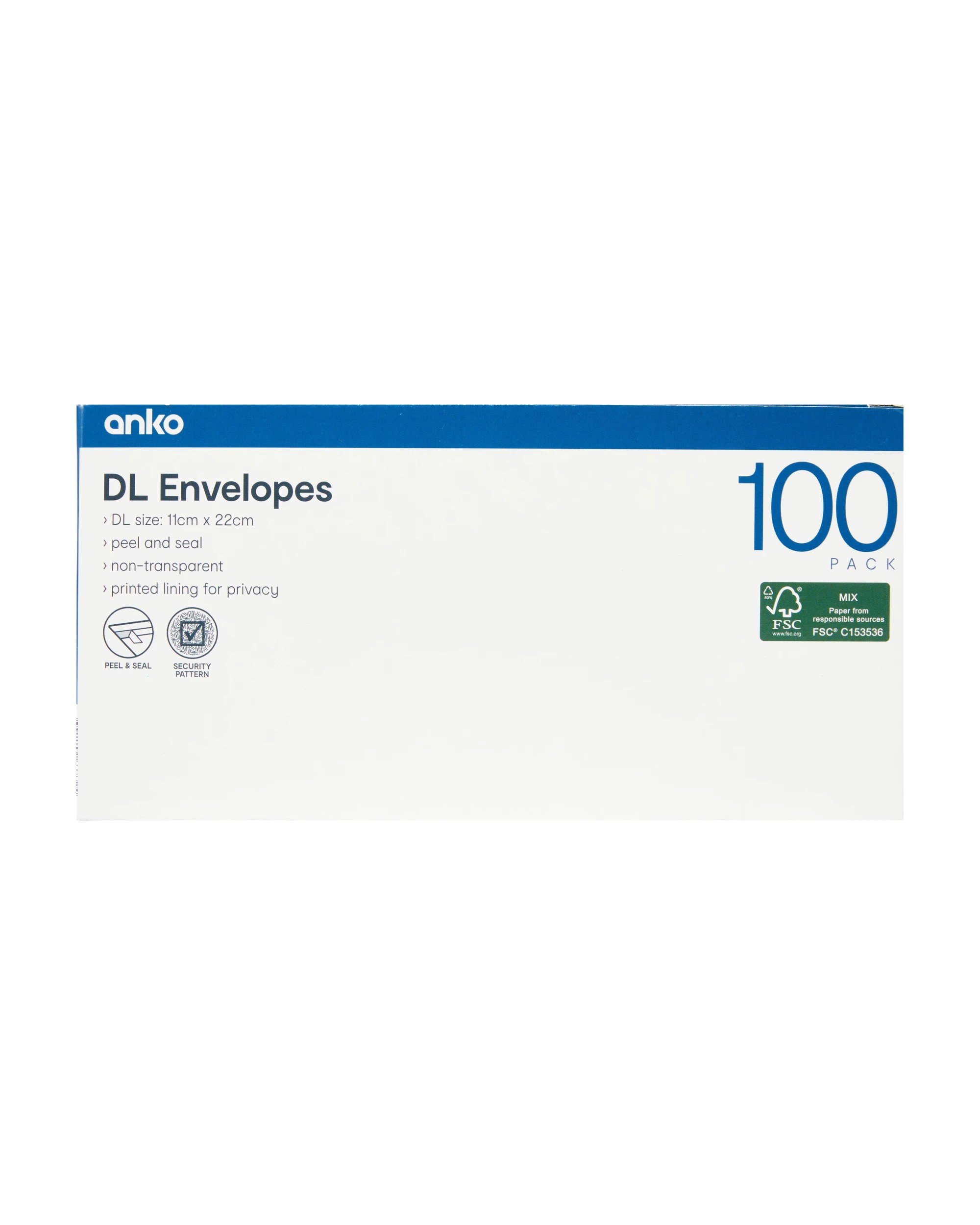 5 100 Pack DL Peel and Seal Envelopes - White, 5 of 5