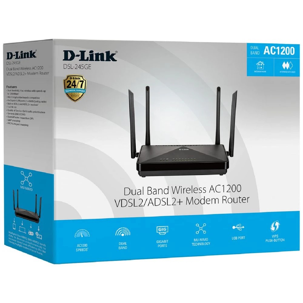4 D-Link DSL245GE AC1200 Modem Router, 4 of 4