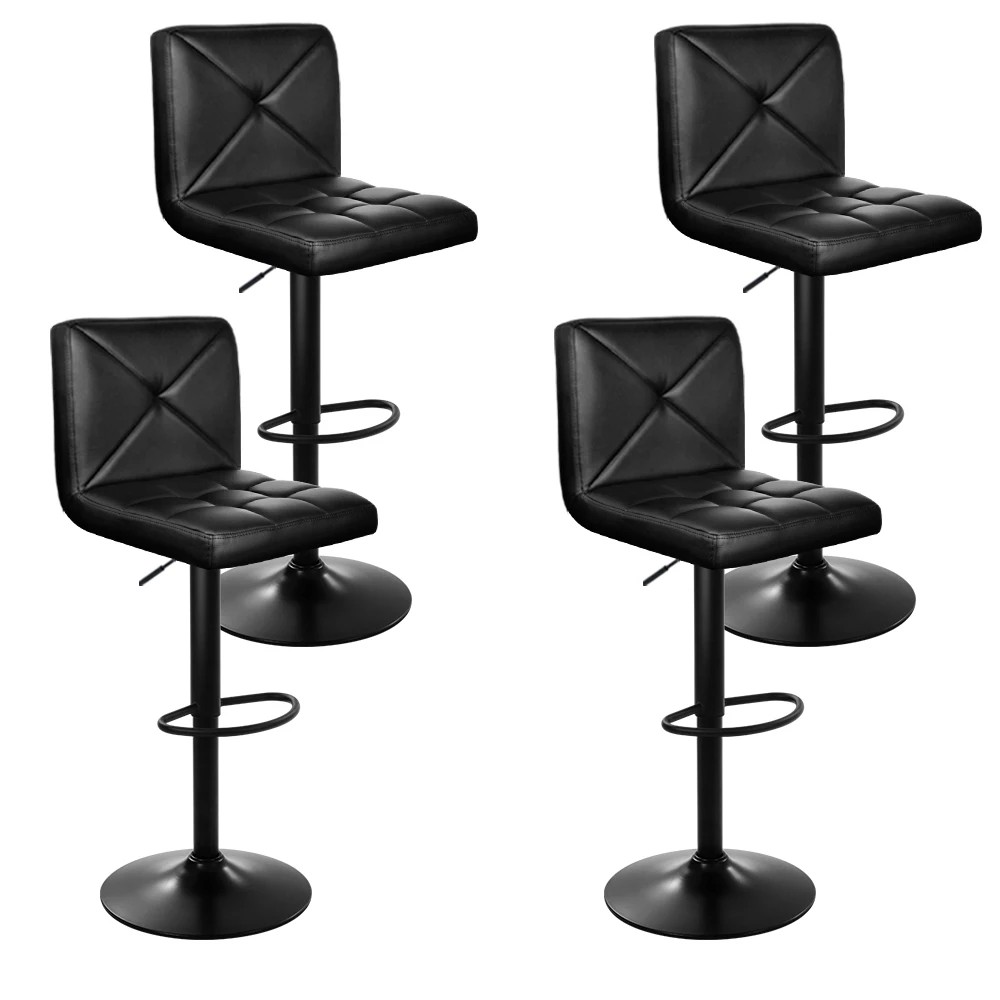 1 Artiss 4x Bar Stools Gas Lift Leather Chair - Black, 1 of 5