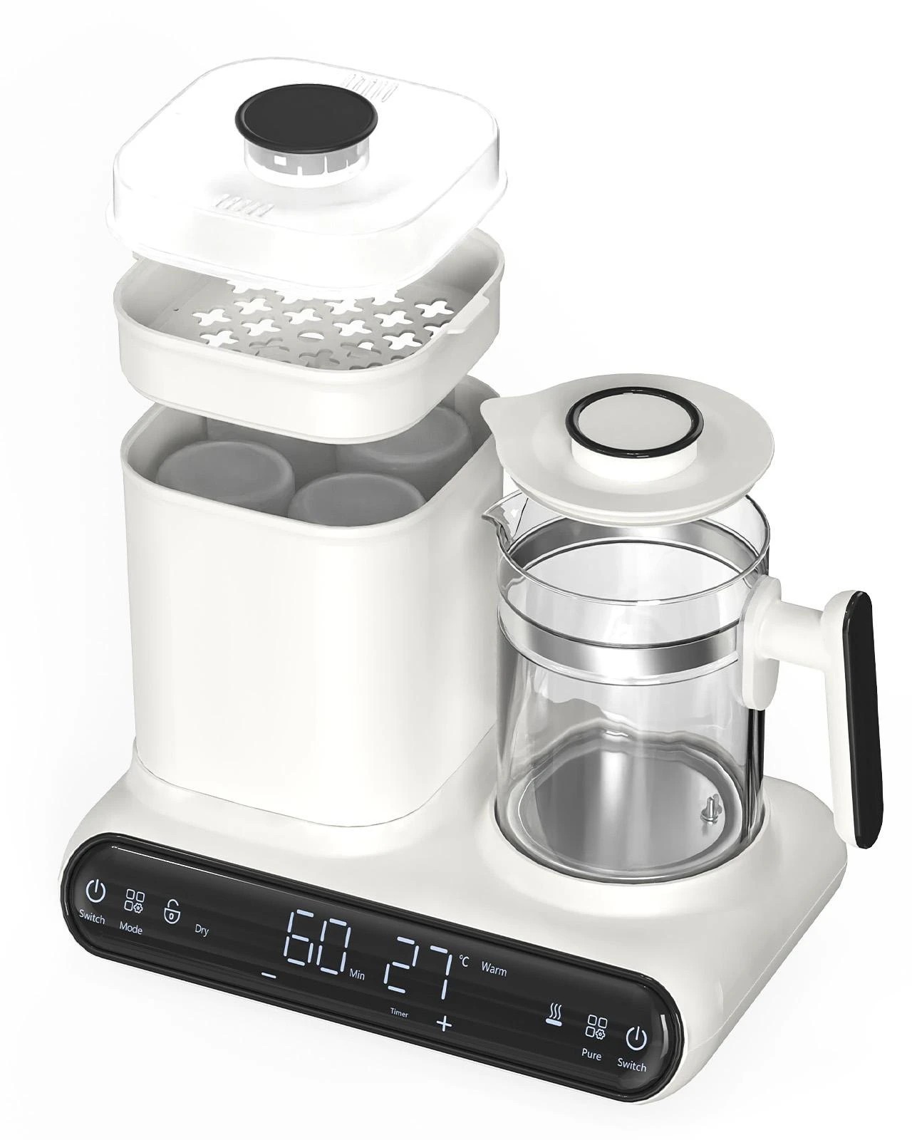 5 Advwin 10 In 1 Baby Water Kettle For Formula, Baby Bottle Warmer, Steamer& Dryer, Breastmilk Warmer Glass Water Boiler, 5 of 7