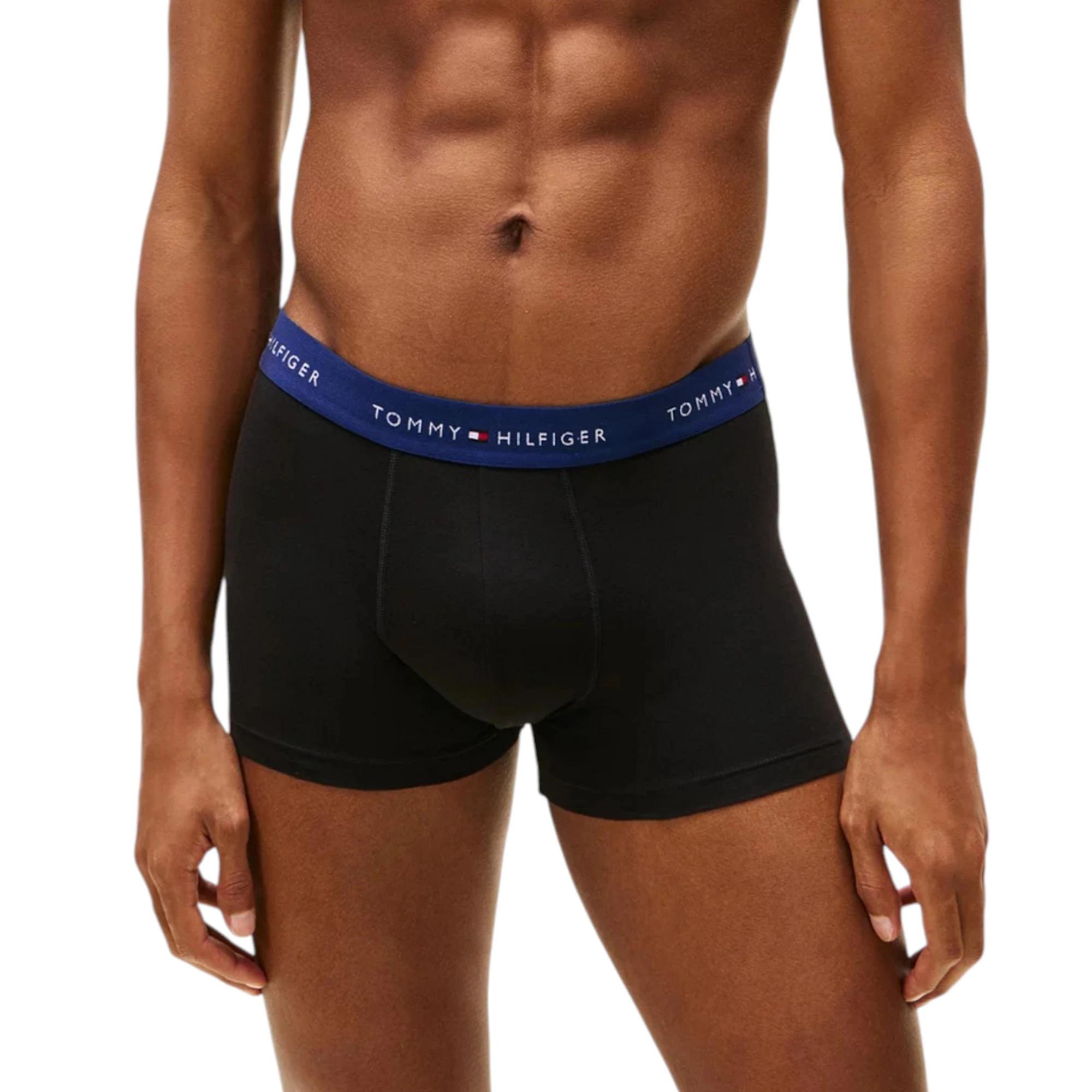 5 Tommy Hilfiger 3 Pack Mens Essential Boxer Cotton Trunks Underwear BLACK MULTI, 5 of 7