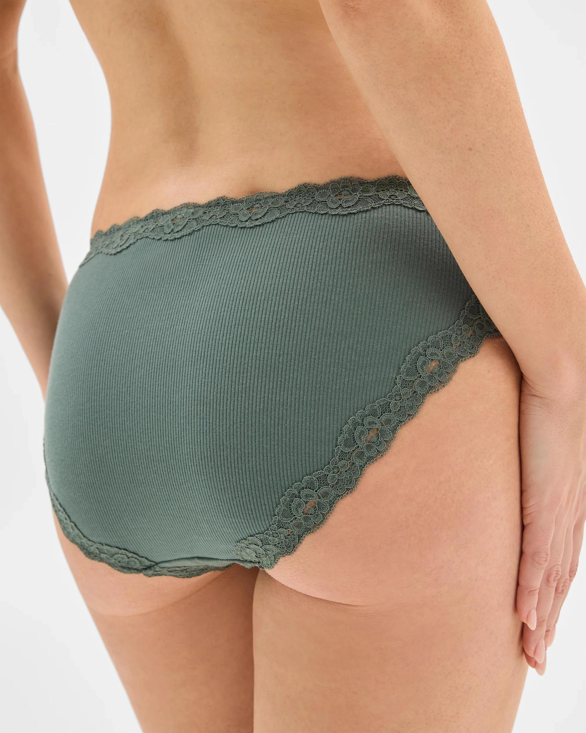 4 Target Woman Australian Cotton & Lace 3 Pack Bikini Briefs GREENS/CREAM, 4 of 4